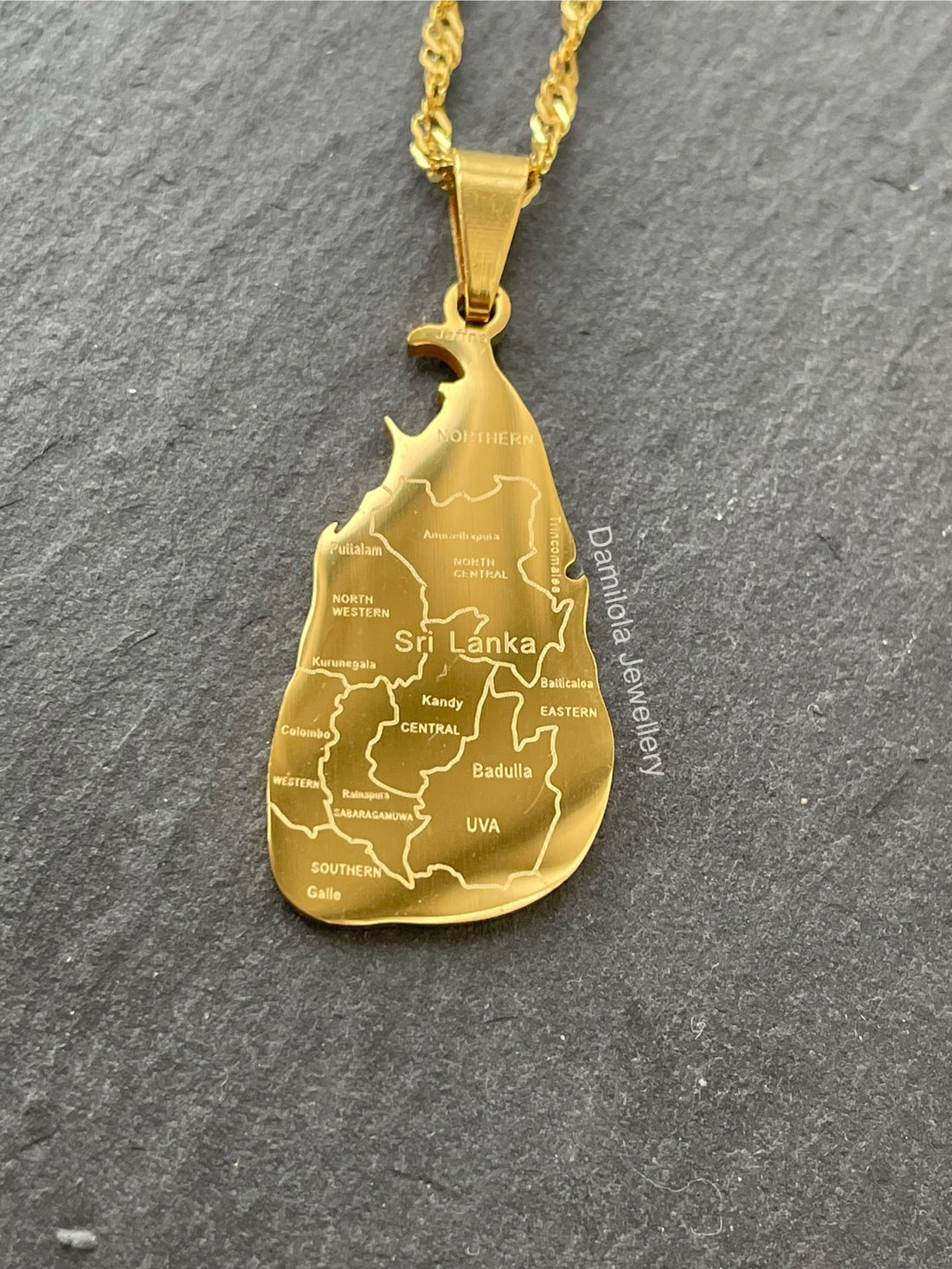 Sri Lanka map necklace 