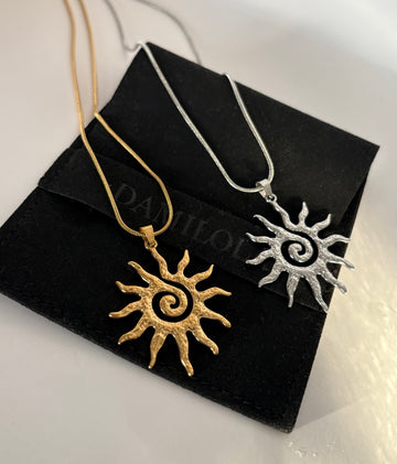 ‘Solis’ Spiral Sun Necklace - Gold/Silver