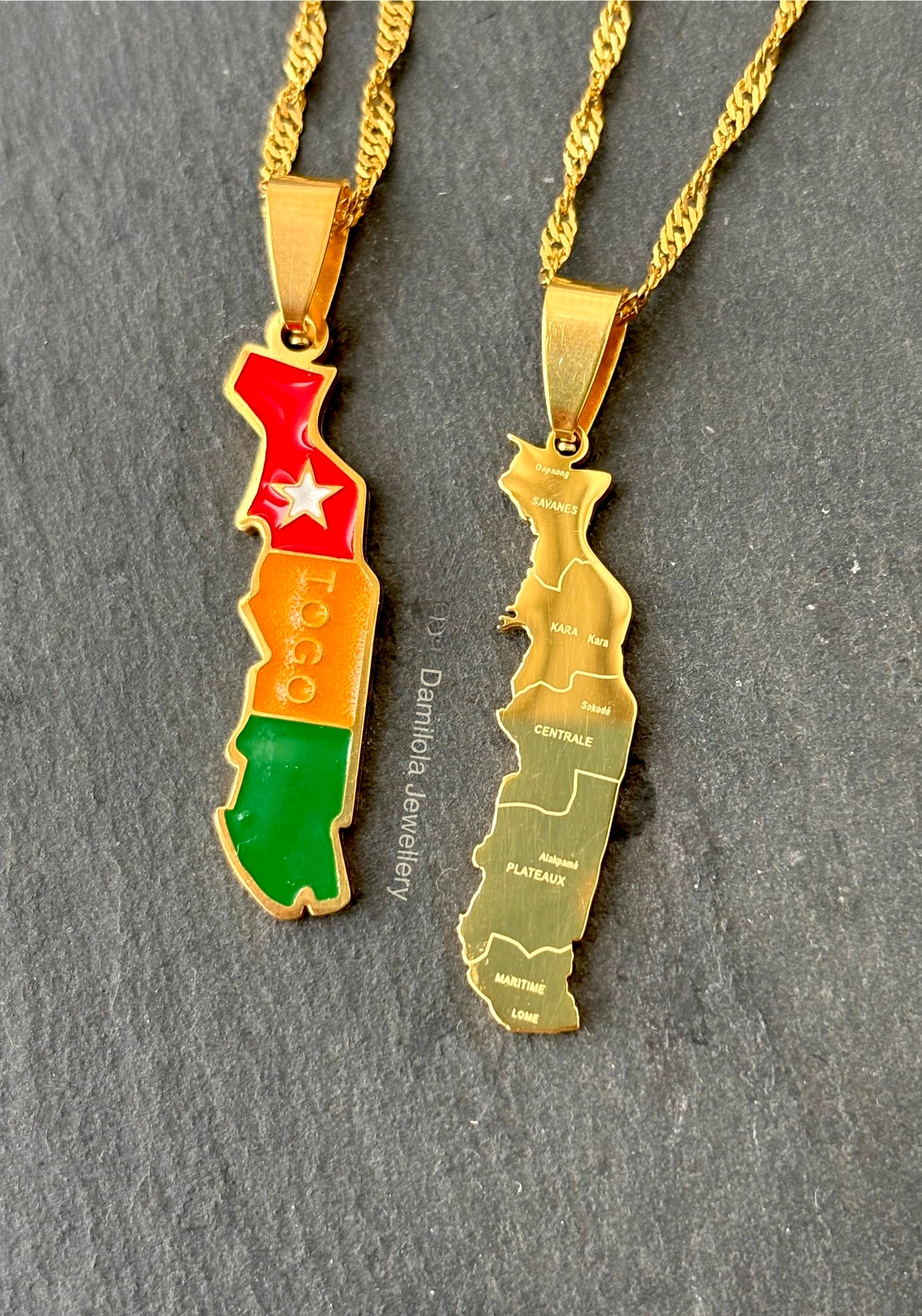 Togo flag map necklace jewellery