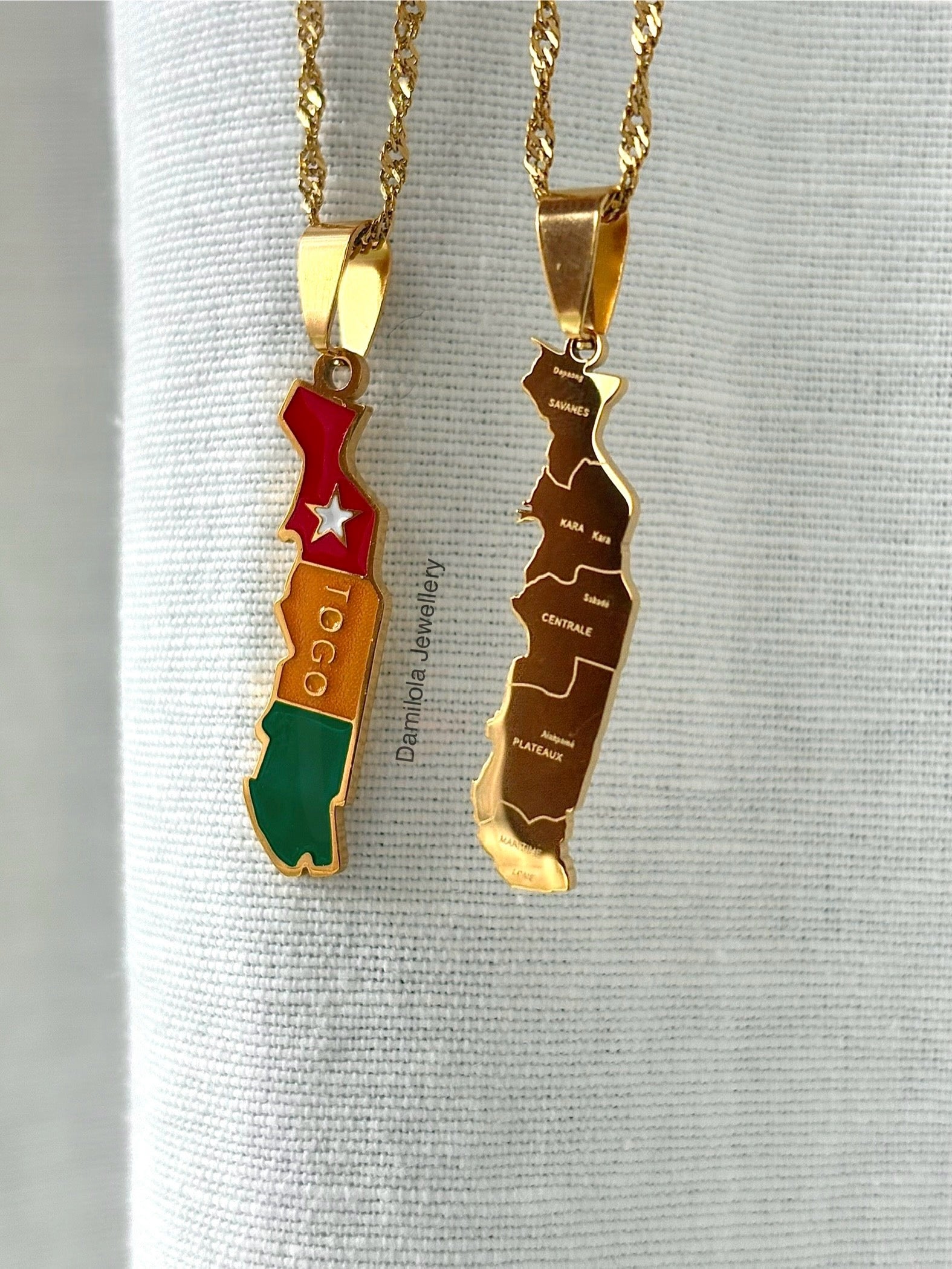 Togo flag map necklace jewellery