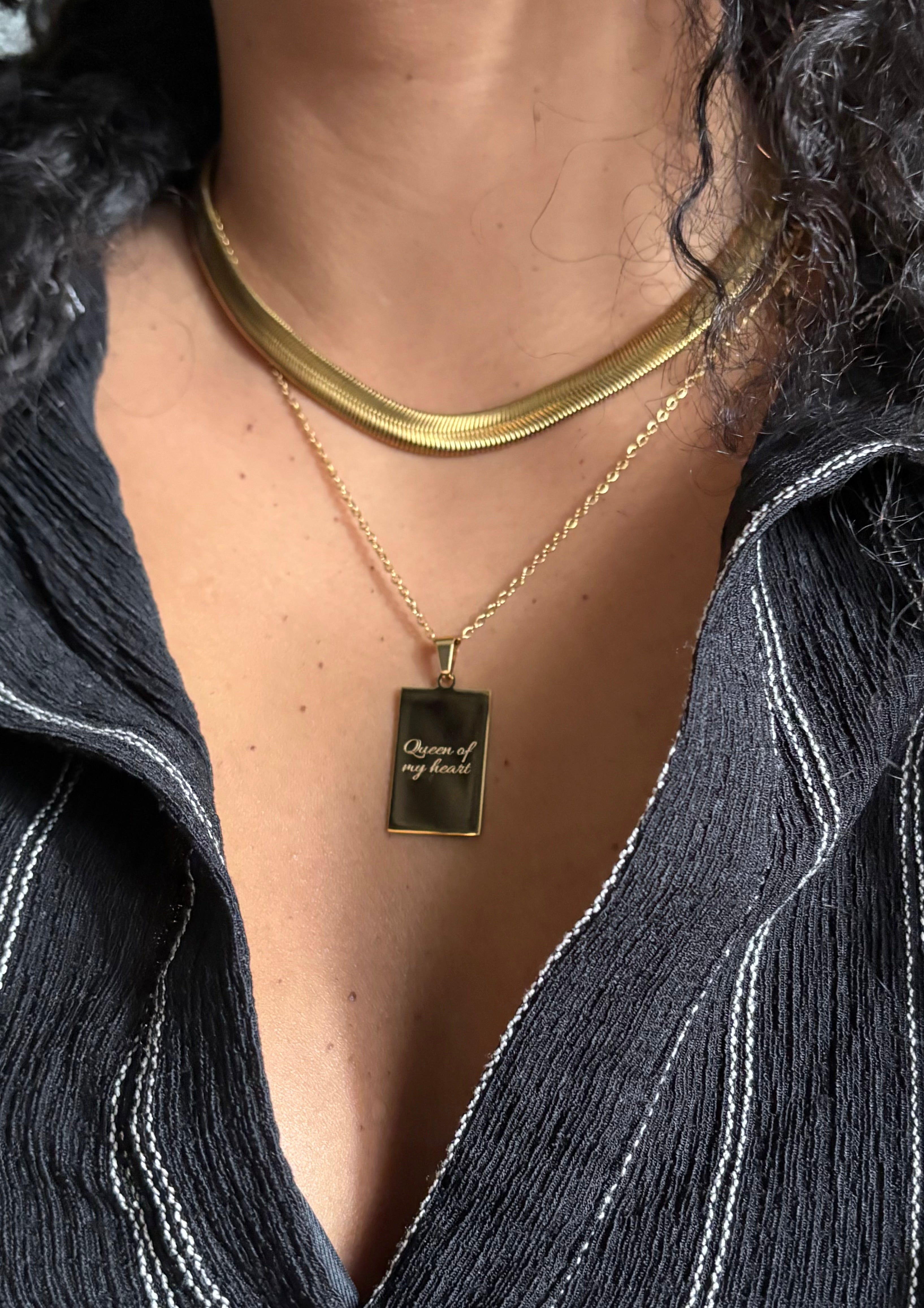 ‘Queen of my Heart’ Necklace - Gold/Silver - Double sided