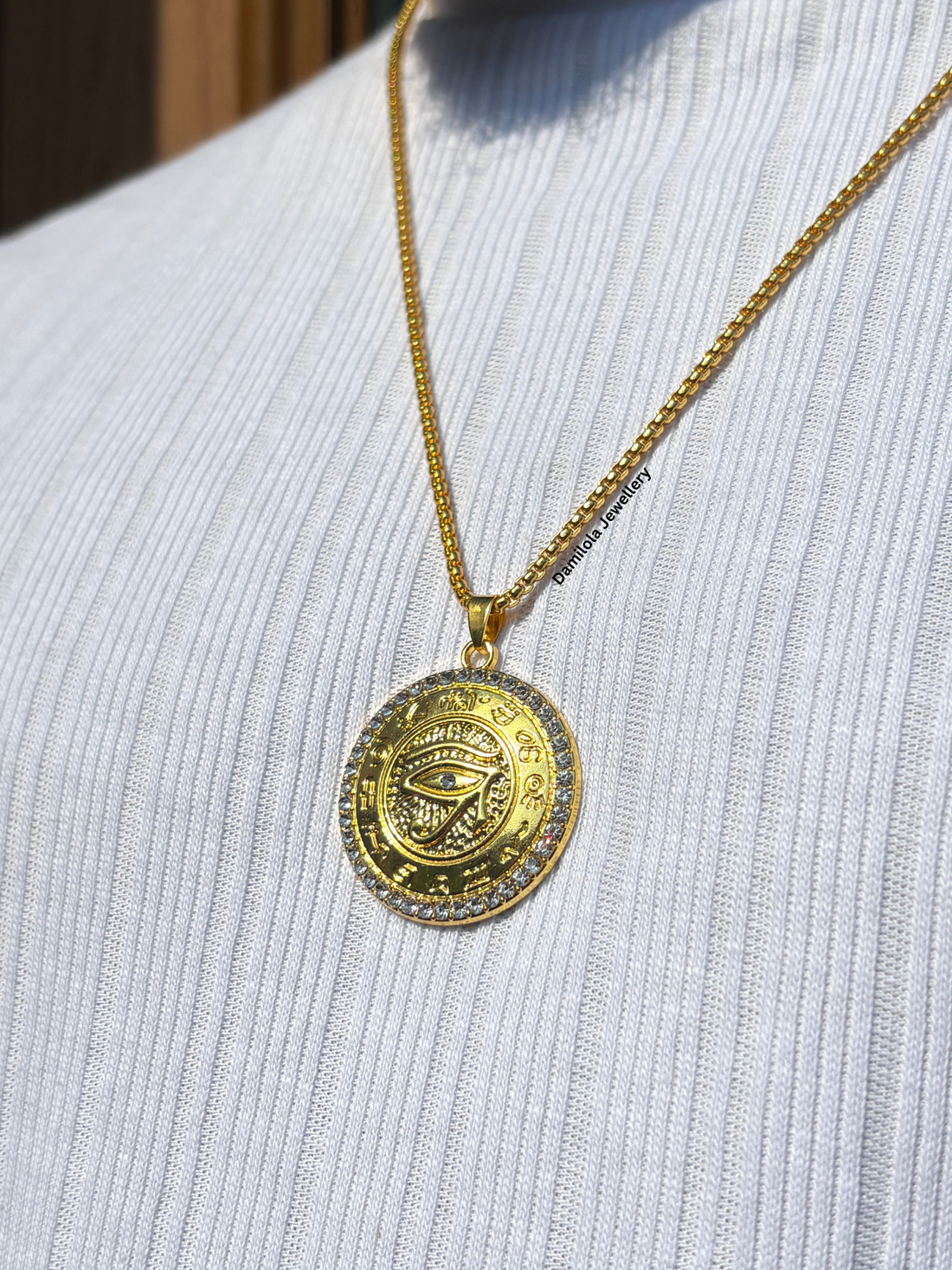 Diamanté Eternal Eye of the Divine Necklace - Silver/Gold Ancient Egyptian Eye of Horus Ra 