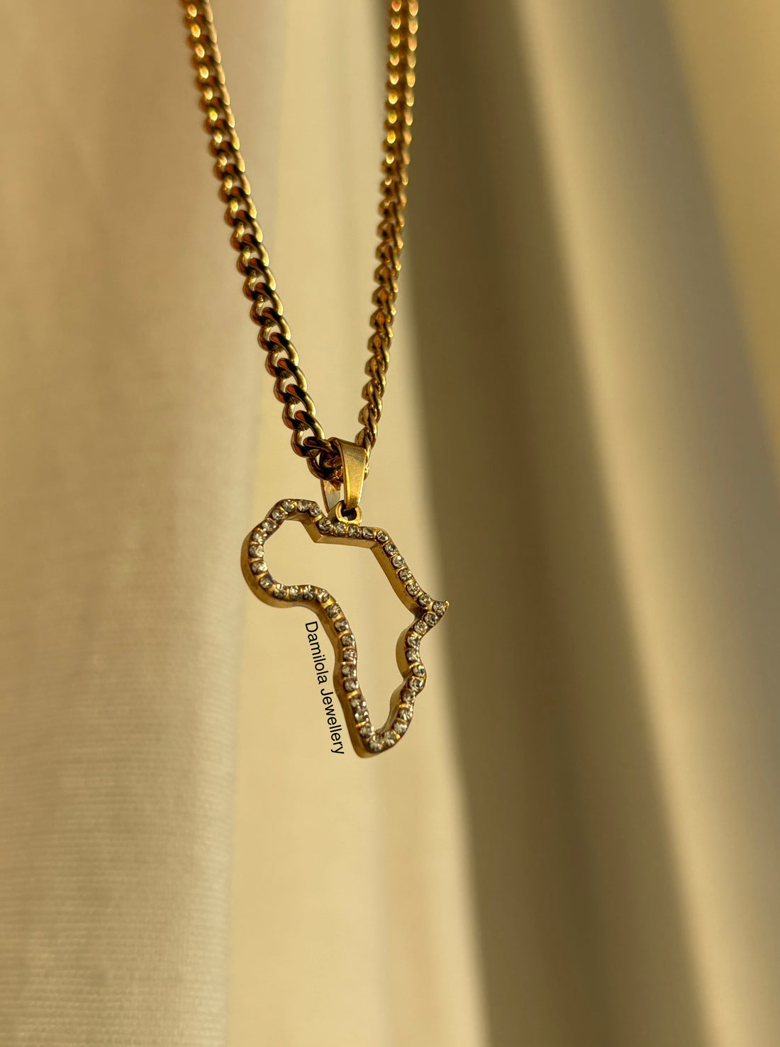 Africa outline diamanté gems pendant 