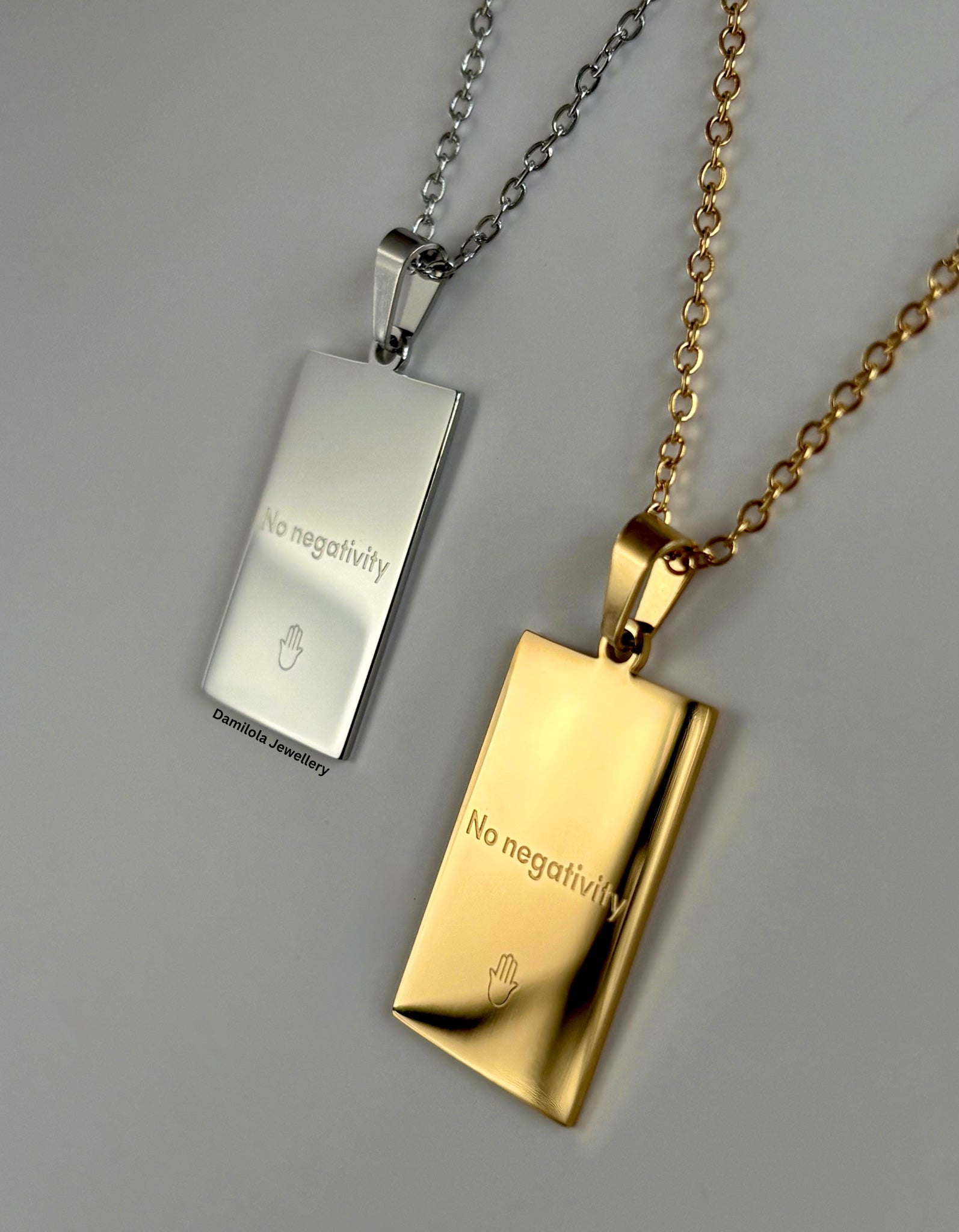 Good energy. No negativity. Good vibes necklace - gold/silver gift 