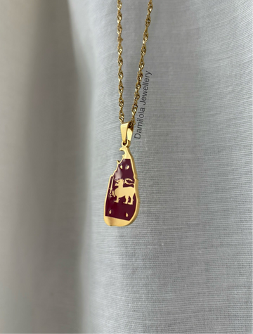 Sri Lanka Flag Map Necklace - Gold