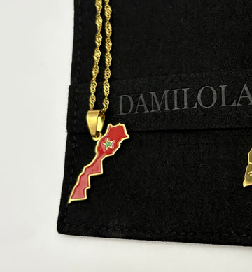 Morocco Flag Map Necklace