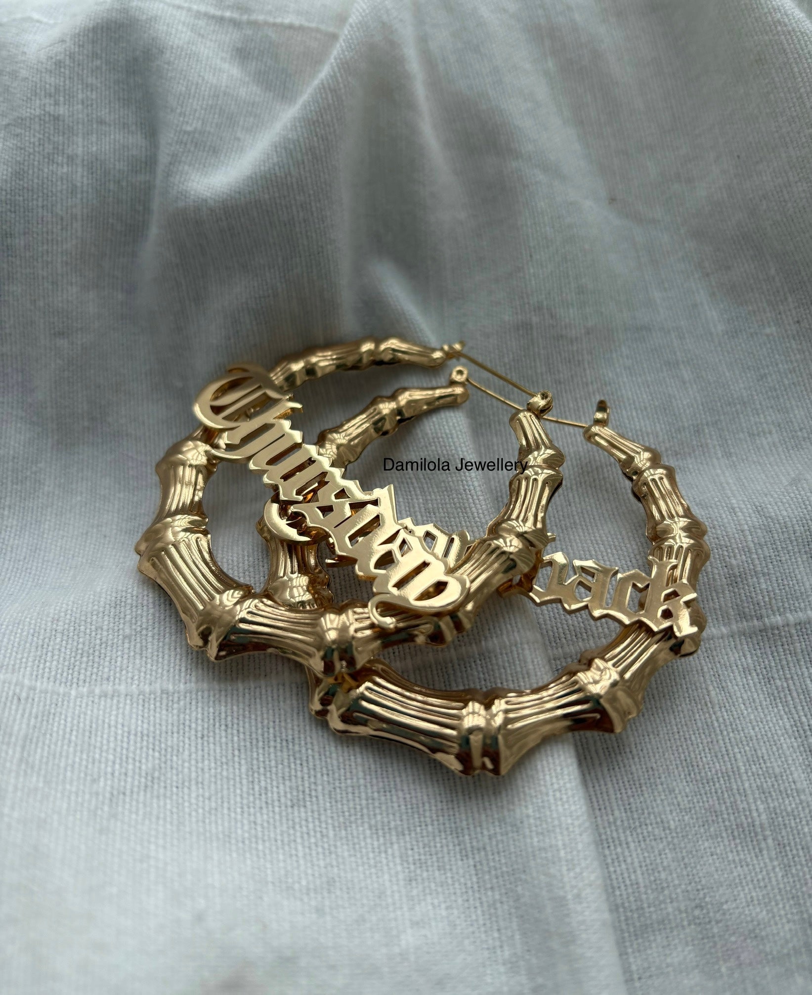 Personalised Bamboo Name Earrings