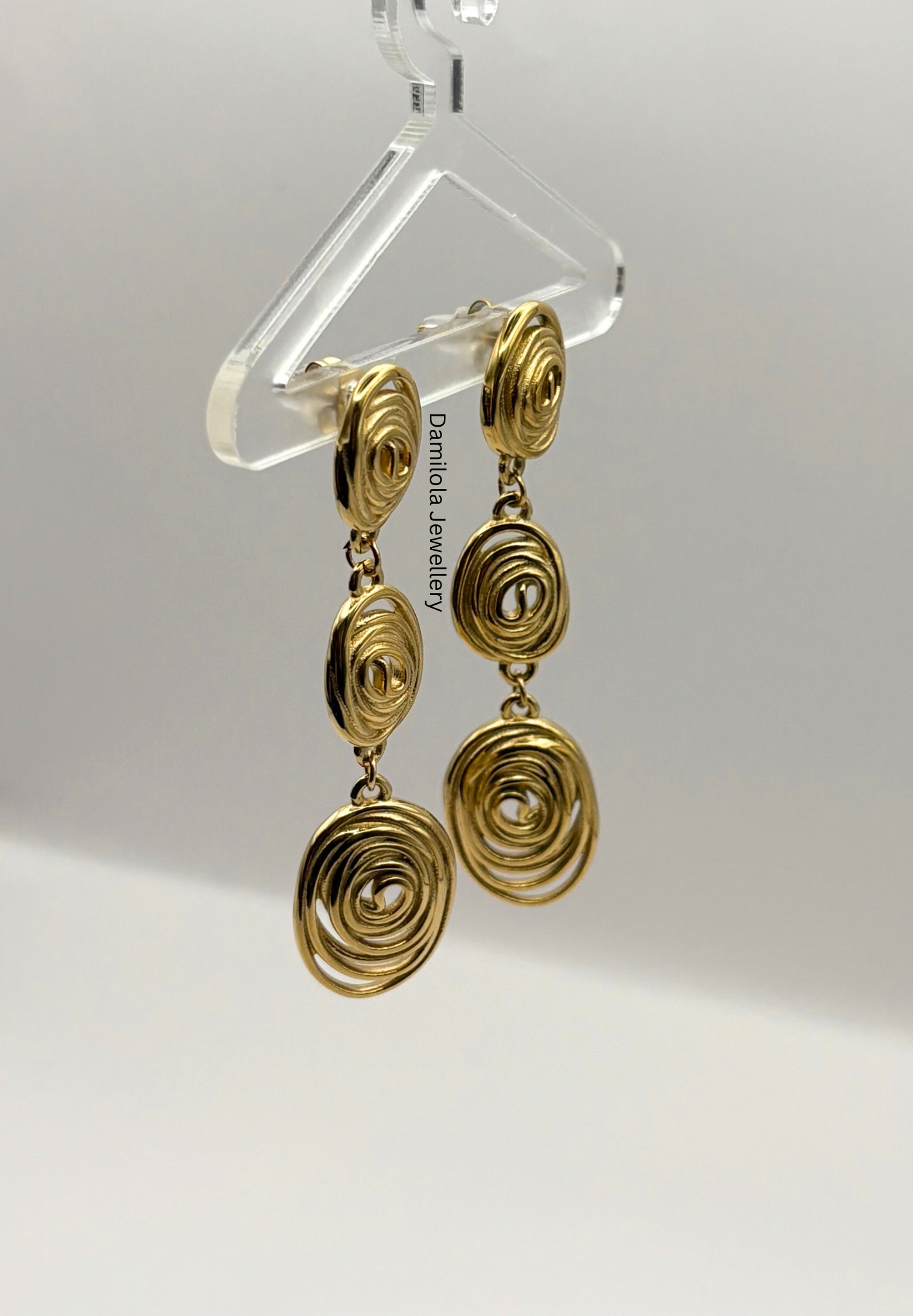 Luxe ‘Ashanti’ Spiral Gold Drop Earrings