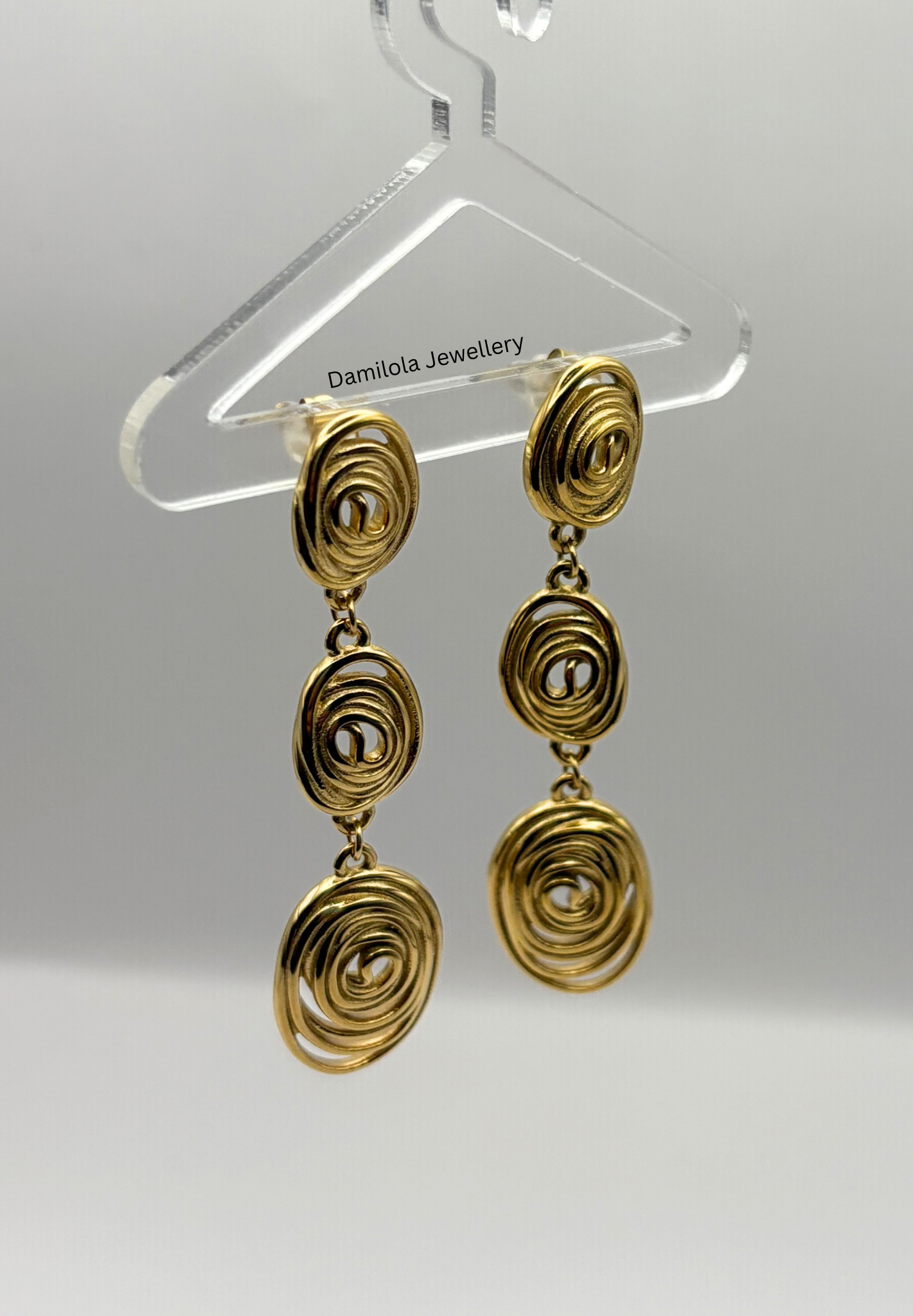 Luxe ‘Ashanti’ Spiral Gold Drop Earrings