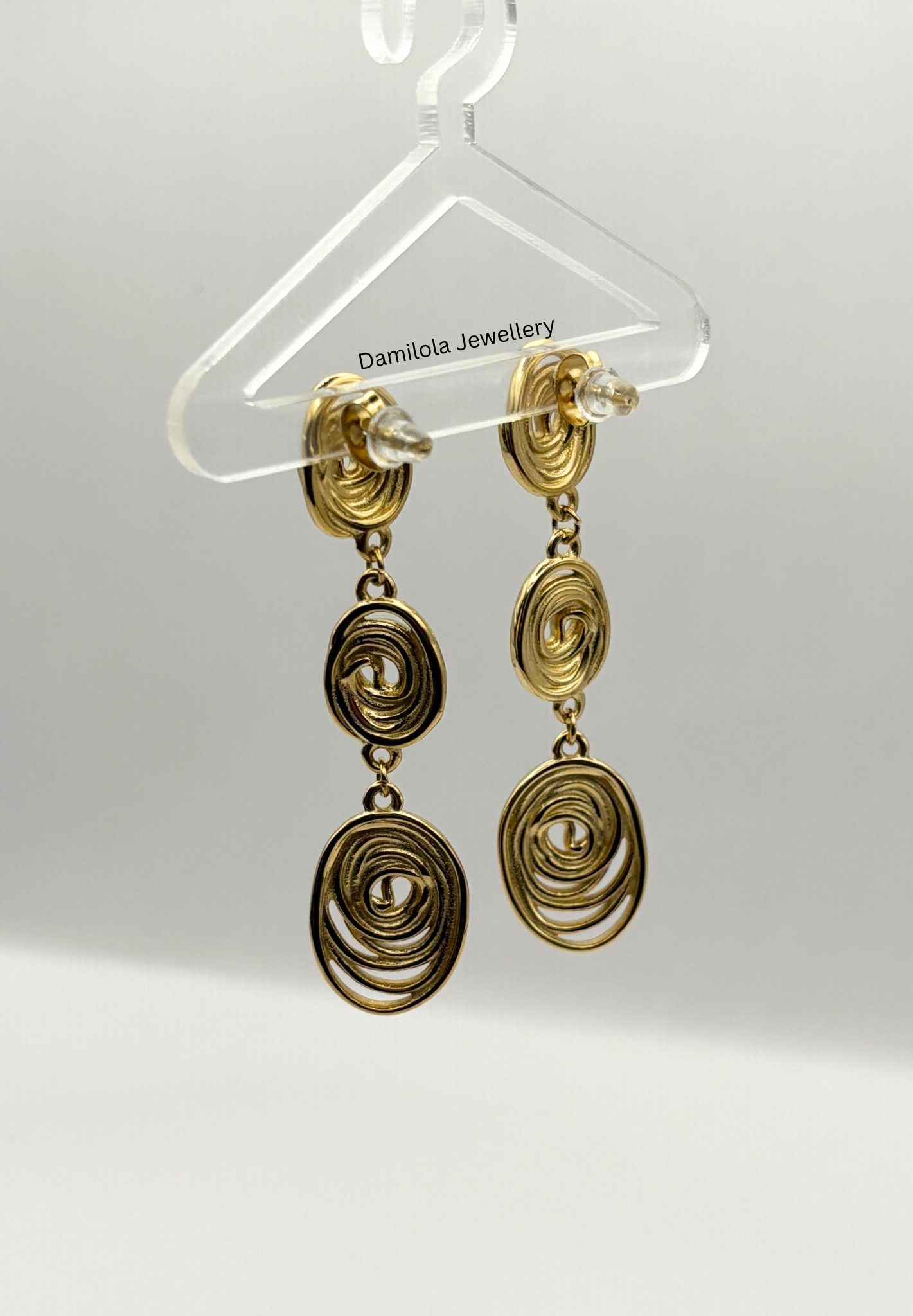 Luxe ‘Ashanti’ Spiral Gold Drop Earrings