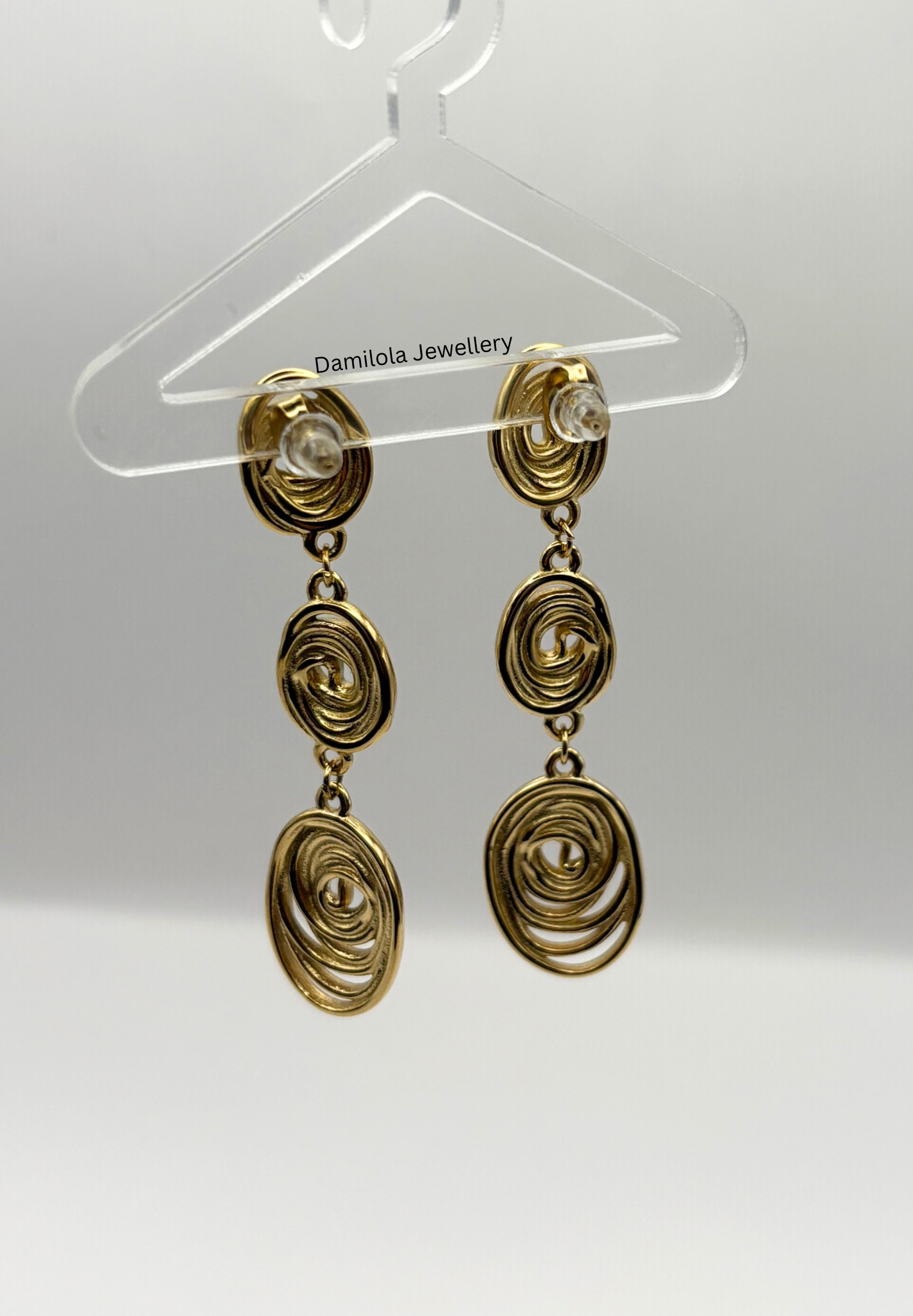 Luxe ‘Ashanti’ Spiral Gold Drop Earrings