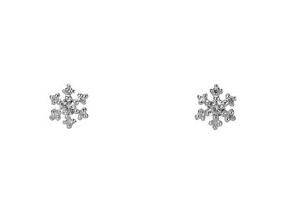 Stud Earrings Snowflake   Sterling Silver