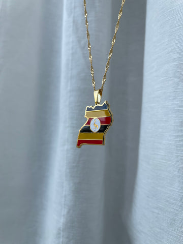 Uganda Flag Map Necklace 🇺🇬