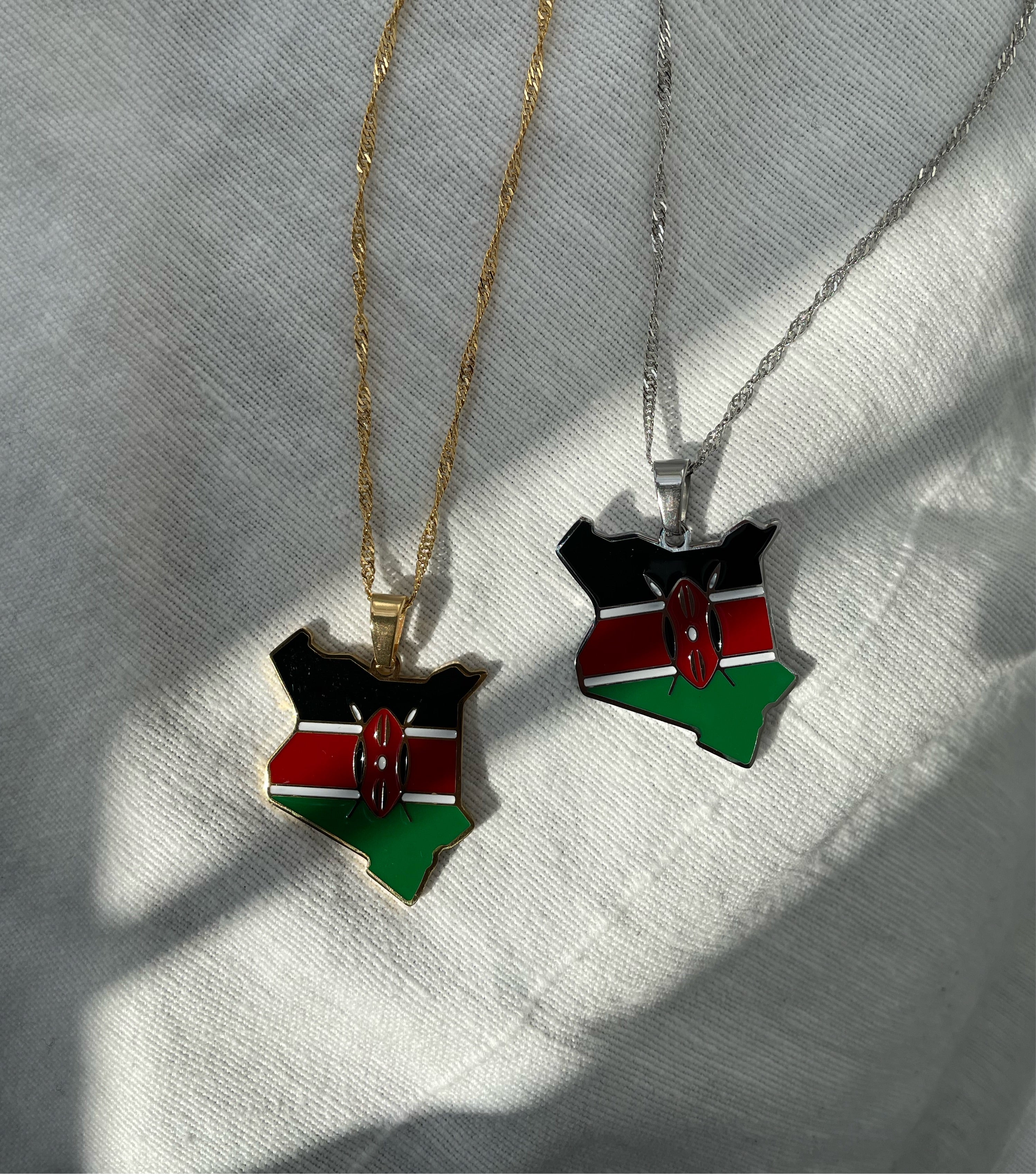 Kenya Flag Map Necklace