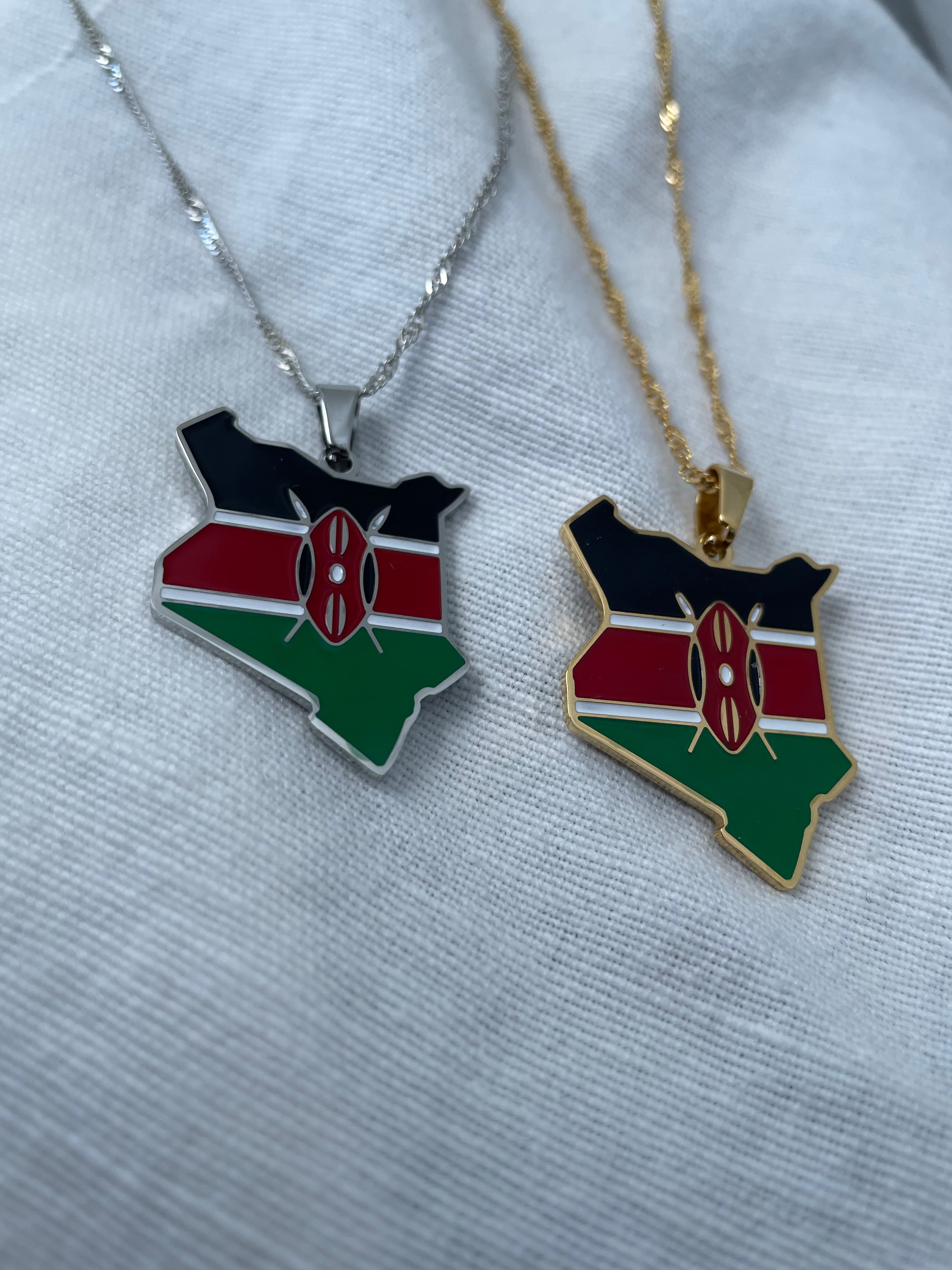Kenya Flag Map Necklace
