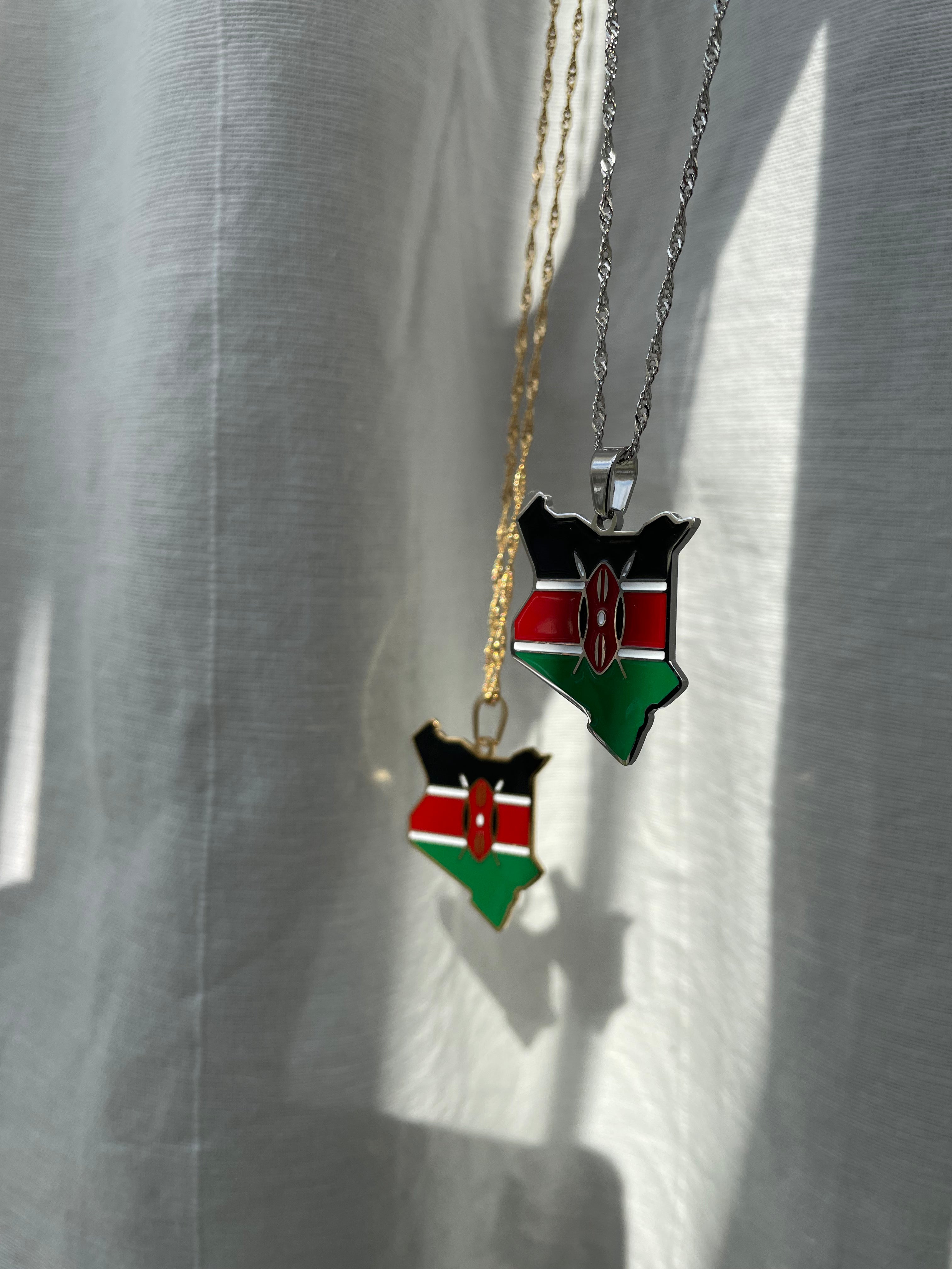 Kenya Flag Map Necklace