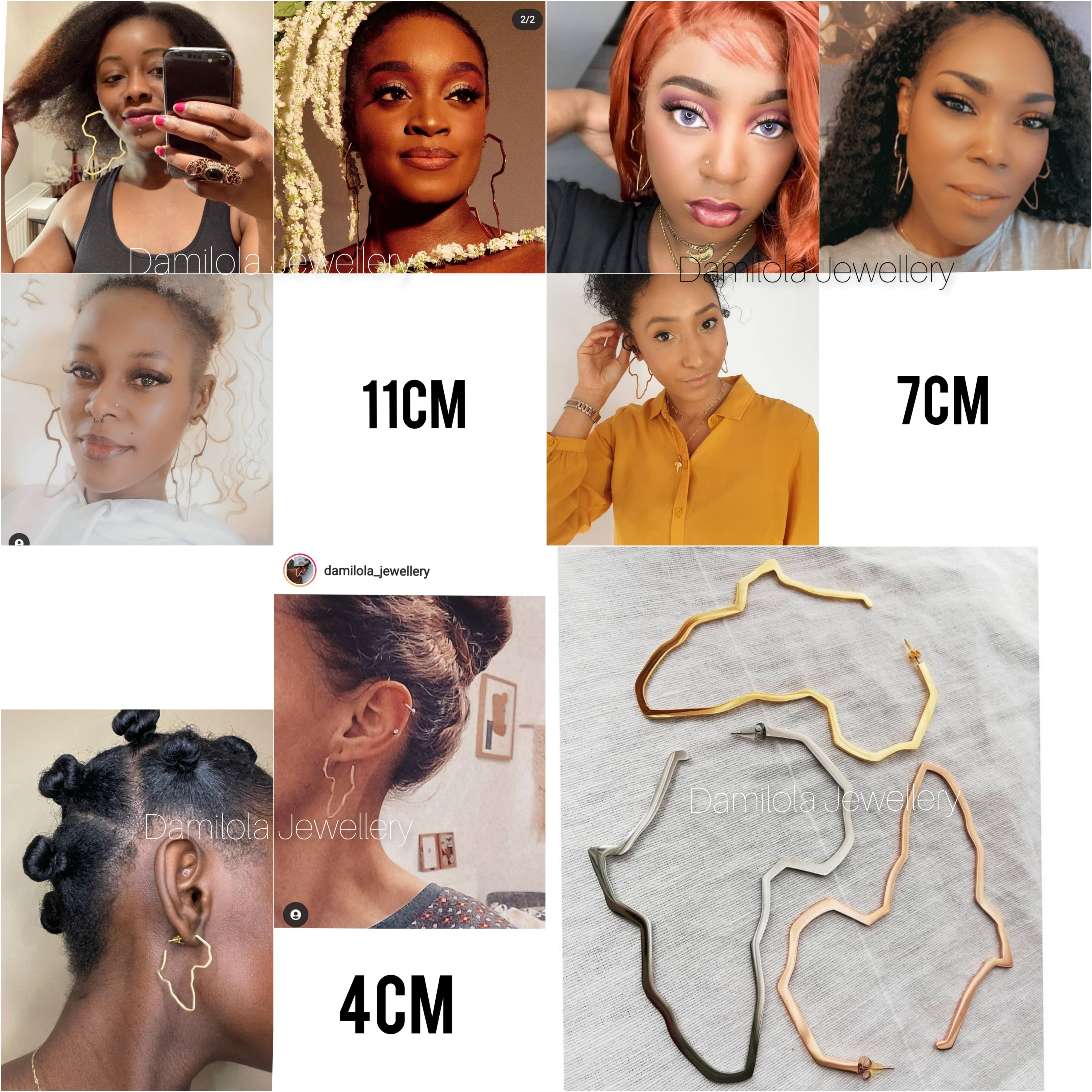 africa shape earrings large hoops 