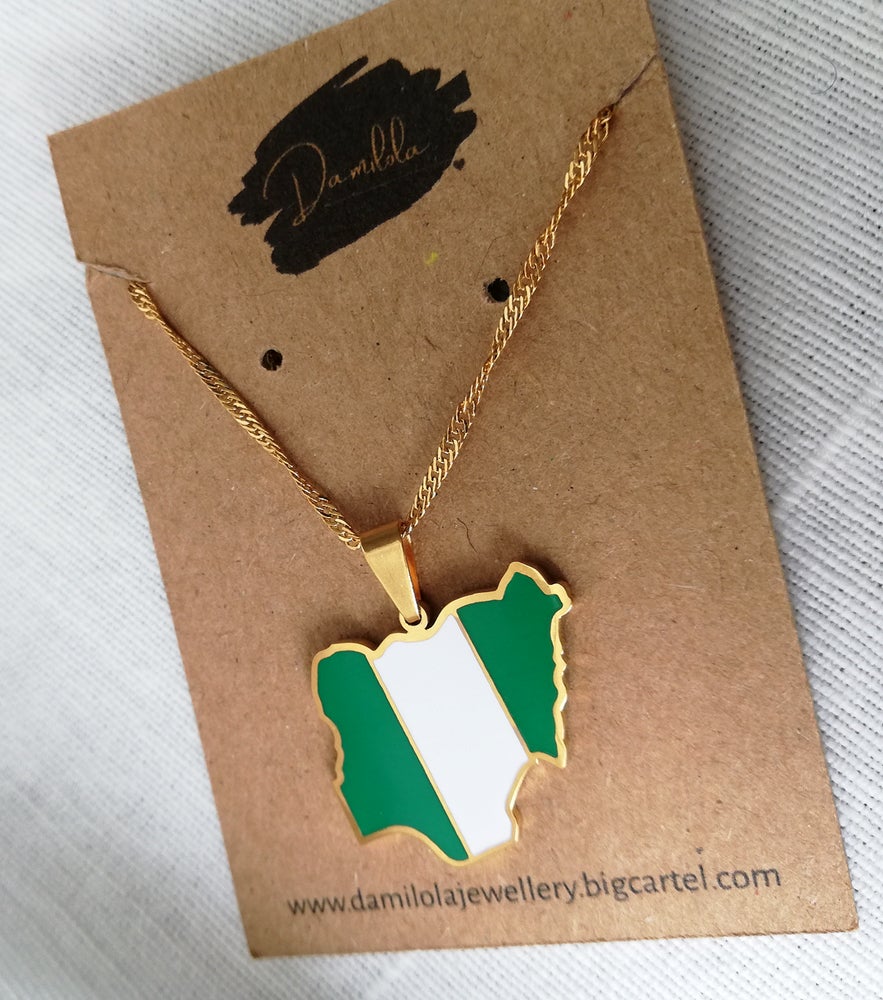 Nigeria flag map necklace 