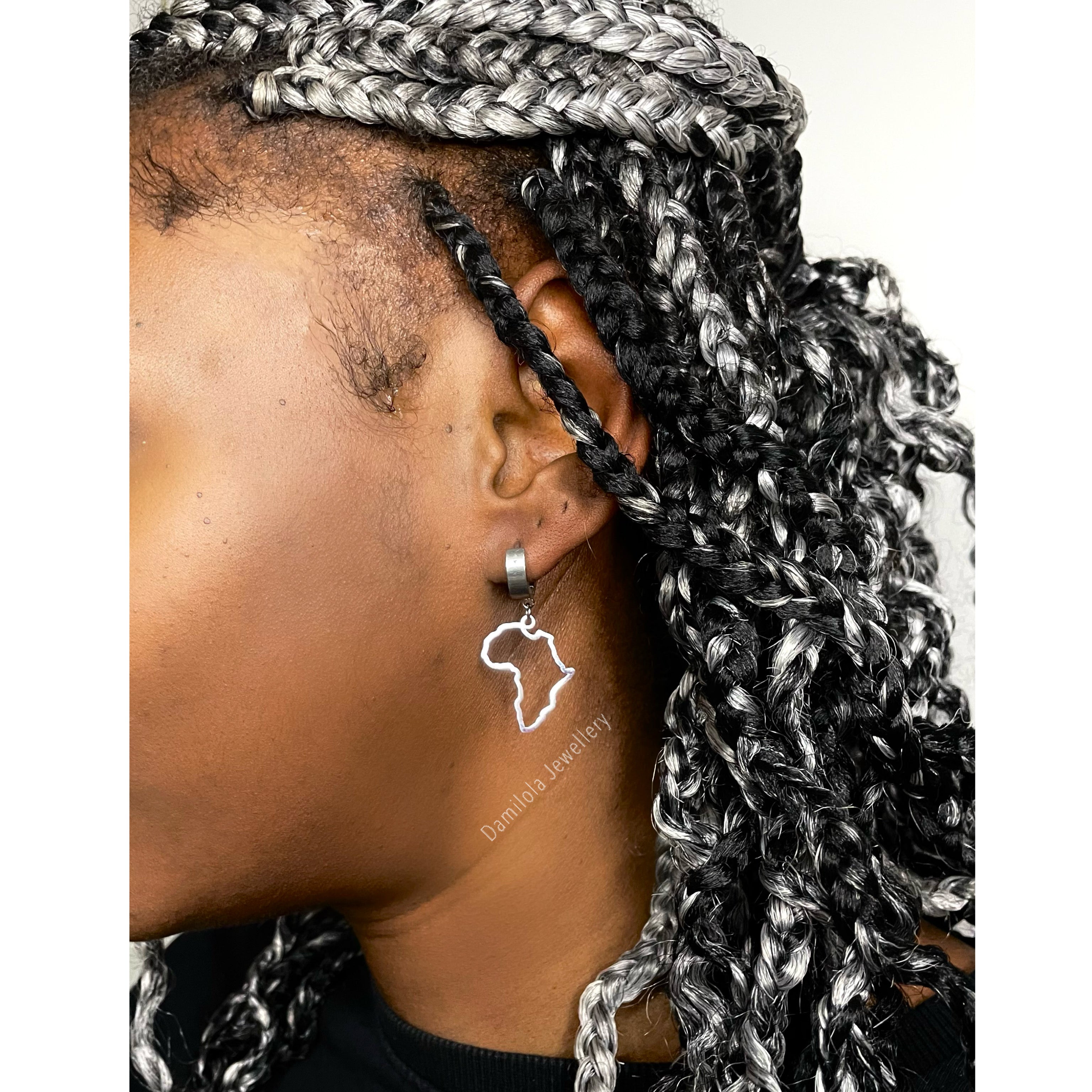 Drop Hoop Earrings Africa - Silver/Gold
