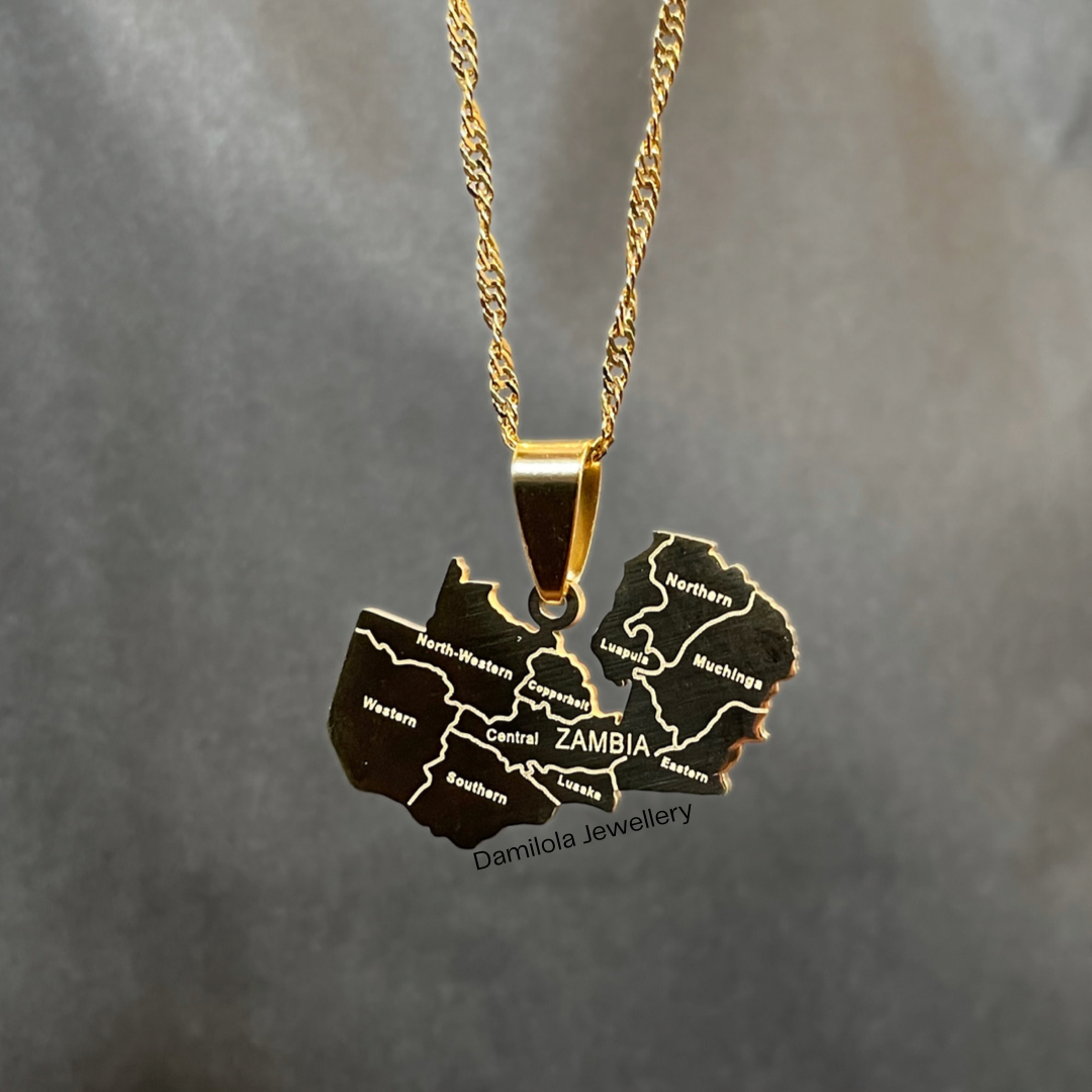 Zambia Engraved Map Necklace 🇿🇲