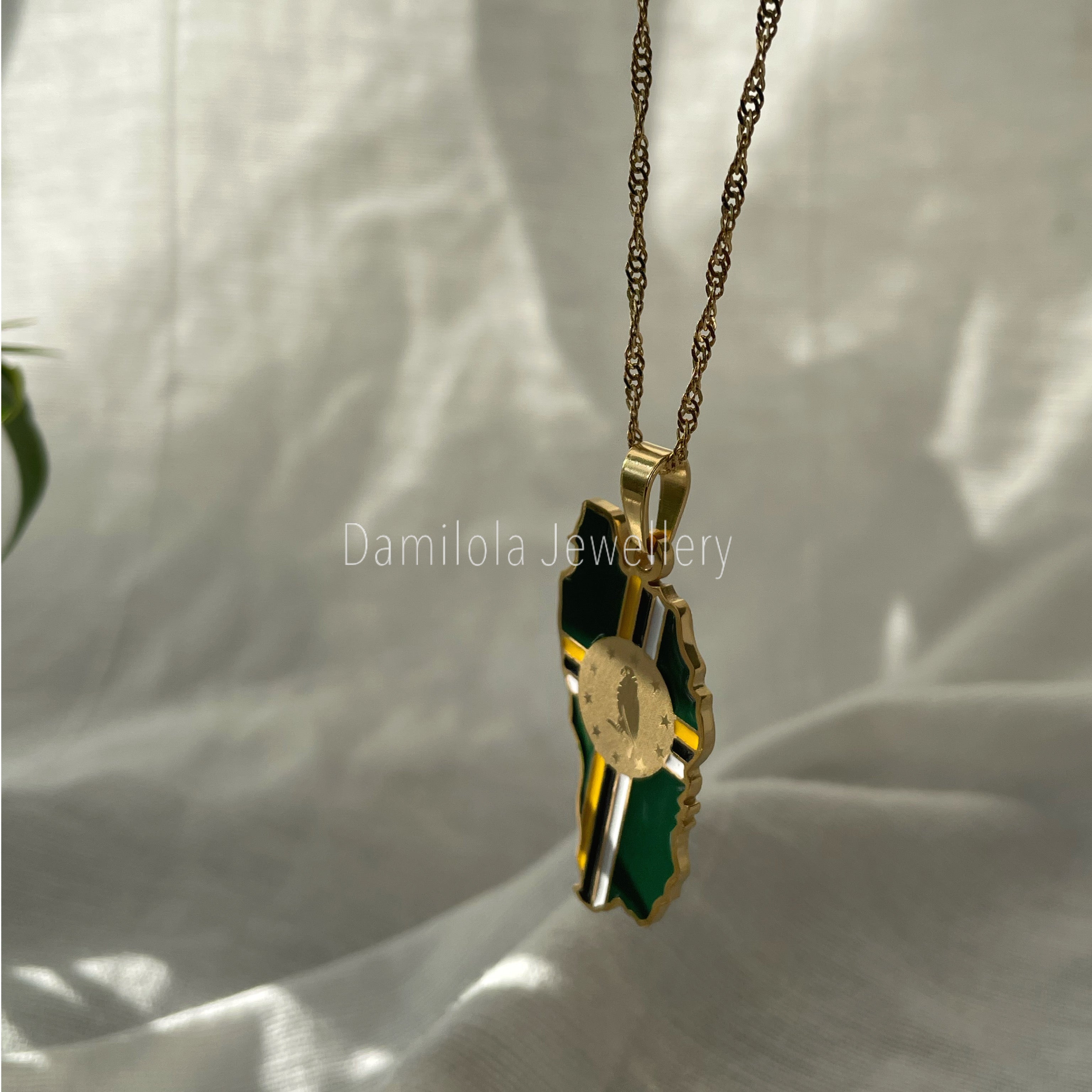 Dominica Flag Necklace 🇩🇲- ‘After God The Earth’