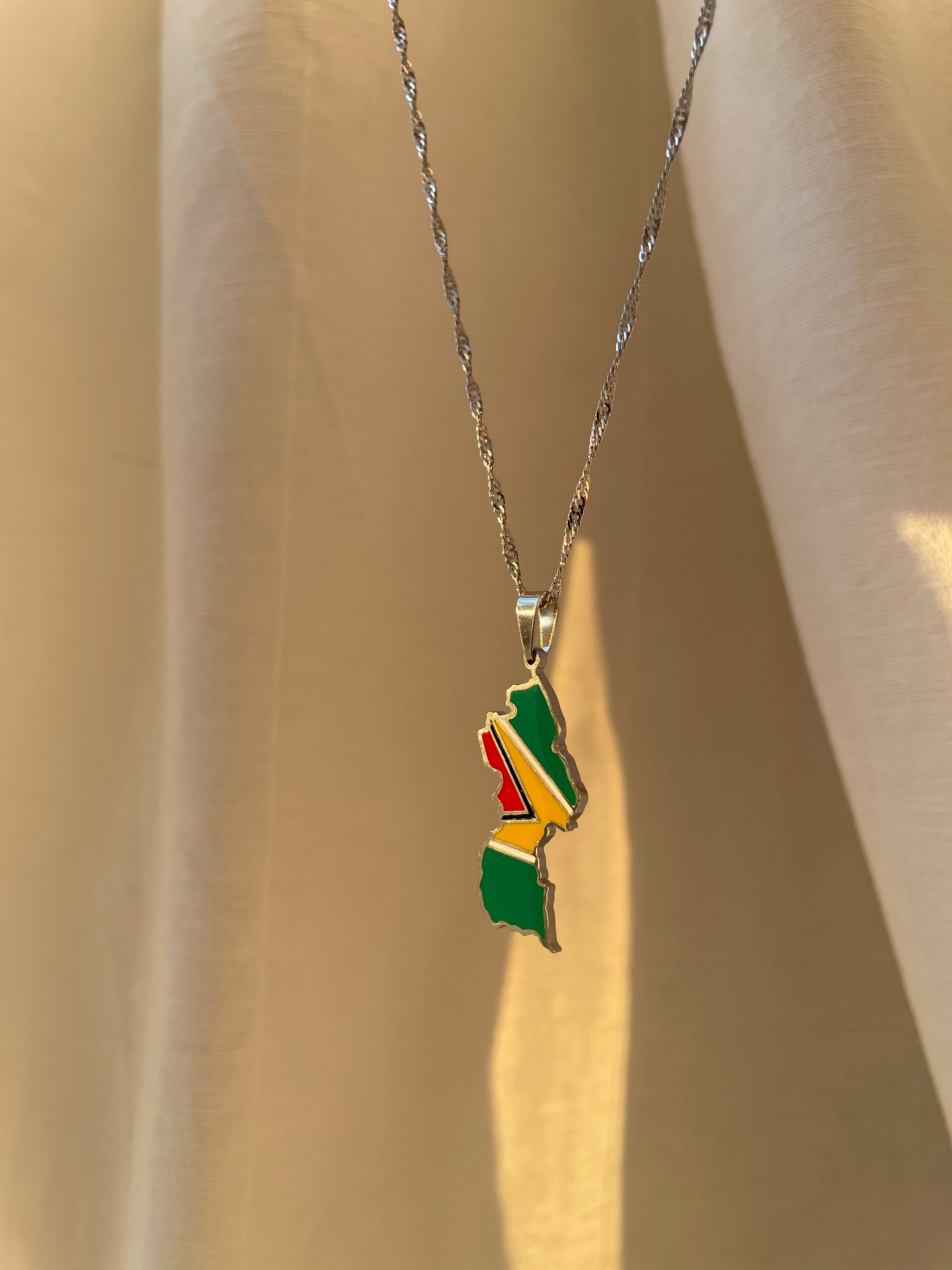 guyana flag necklace 