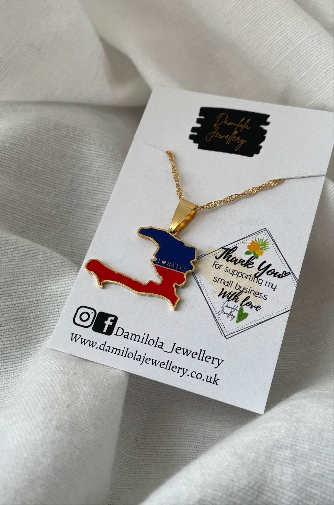 Haiti Flag Necklace 🇭🇹 - ‘Unity Makes Strength’