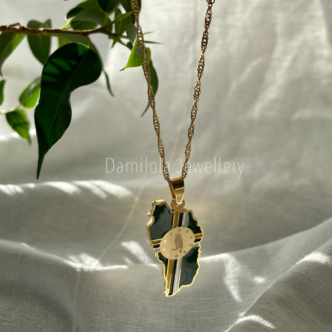 Dominica Flag Necklace 🇩🇲- ‘After God The Earth’