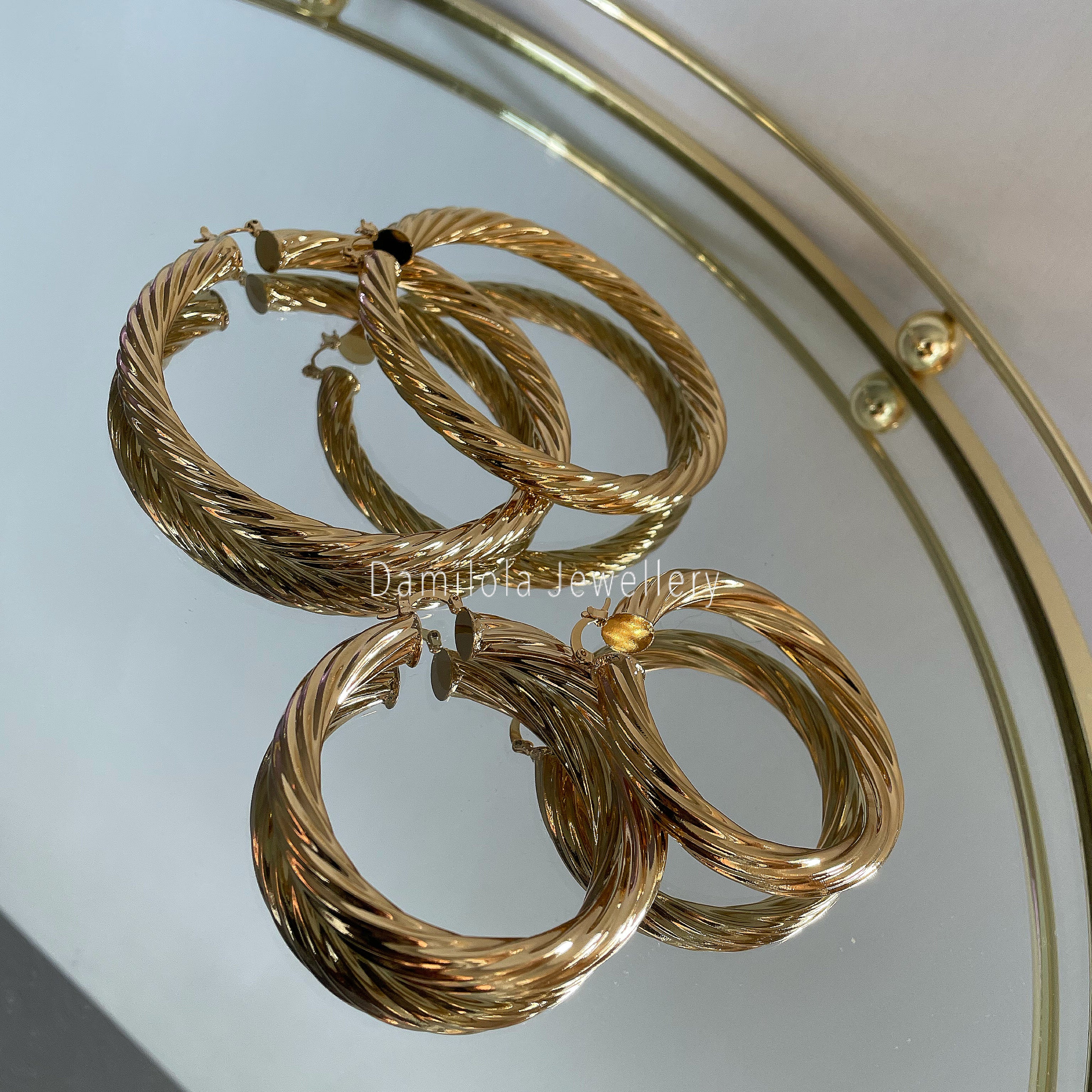 big gold chunky twisted hoop earrings