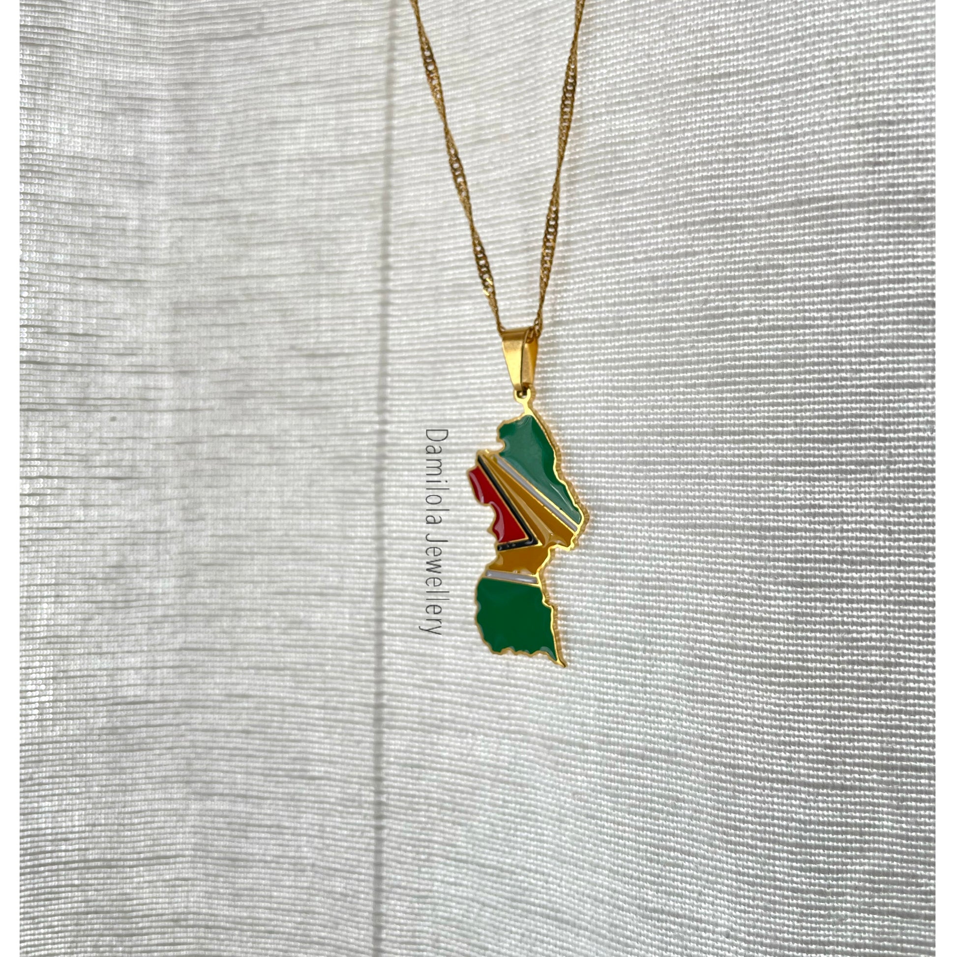 guyana flag necklace 