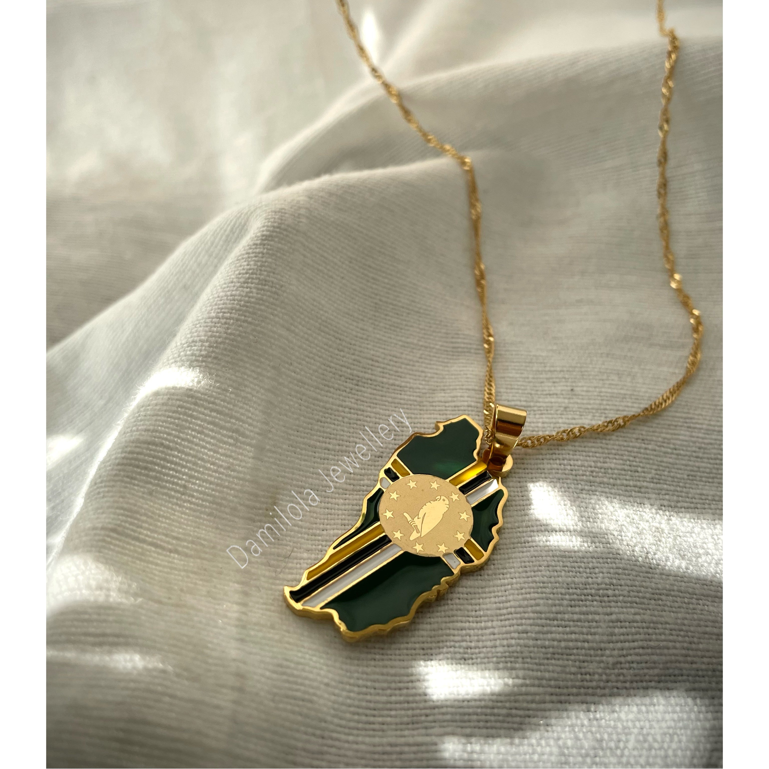 Dominica Flag Necklace 🇩🇲- ‘After God The Earth’