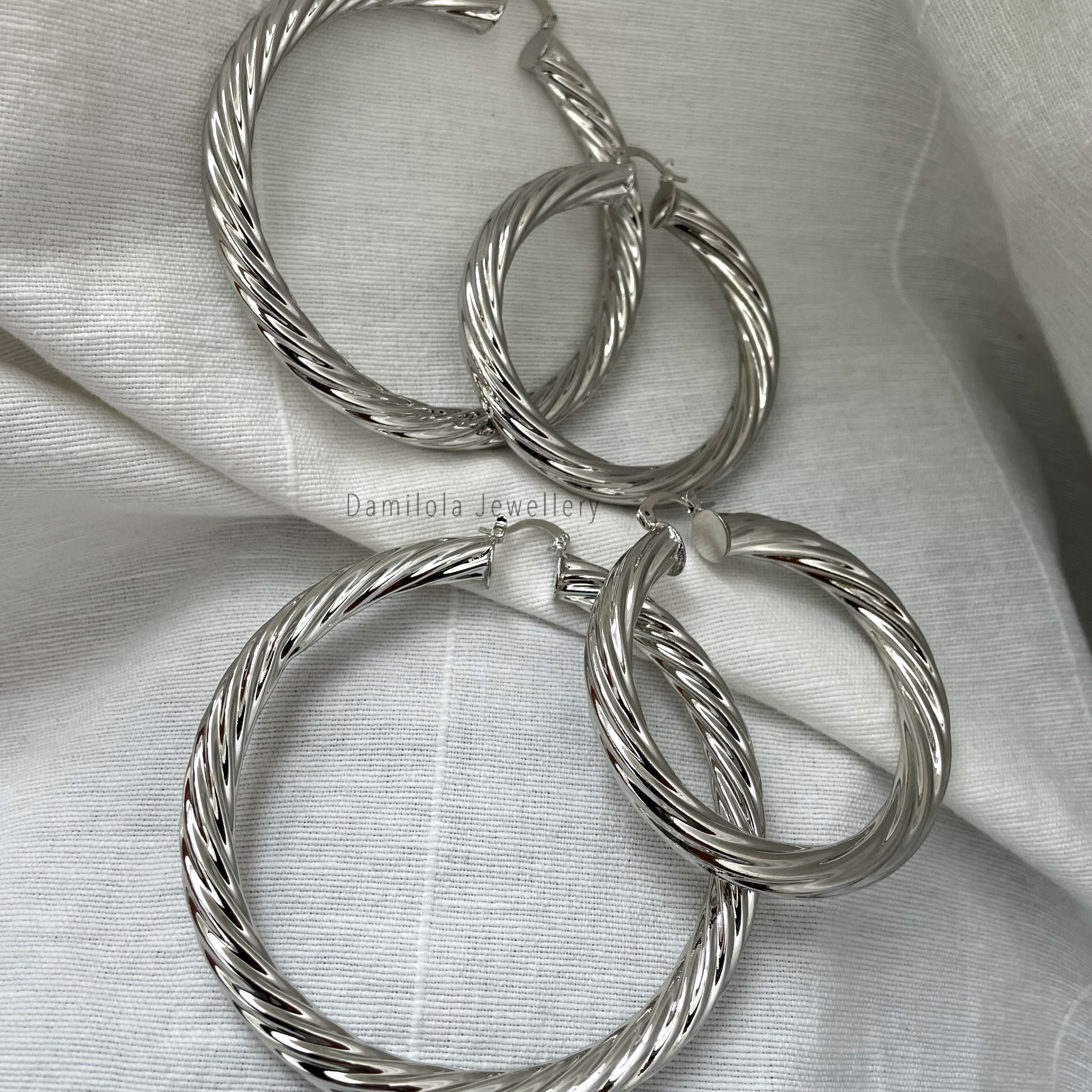 Silver hoops earrings big light weight 