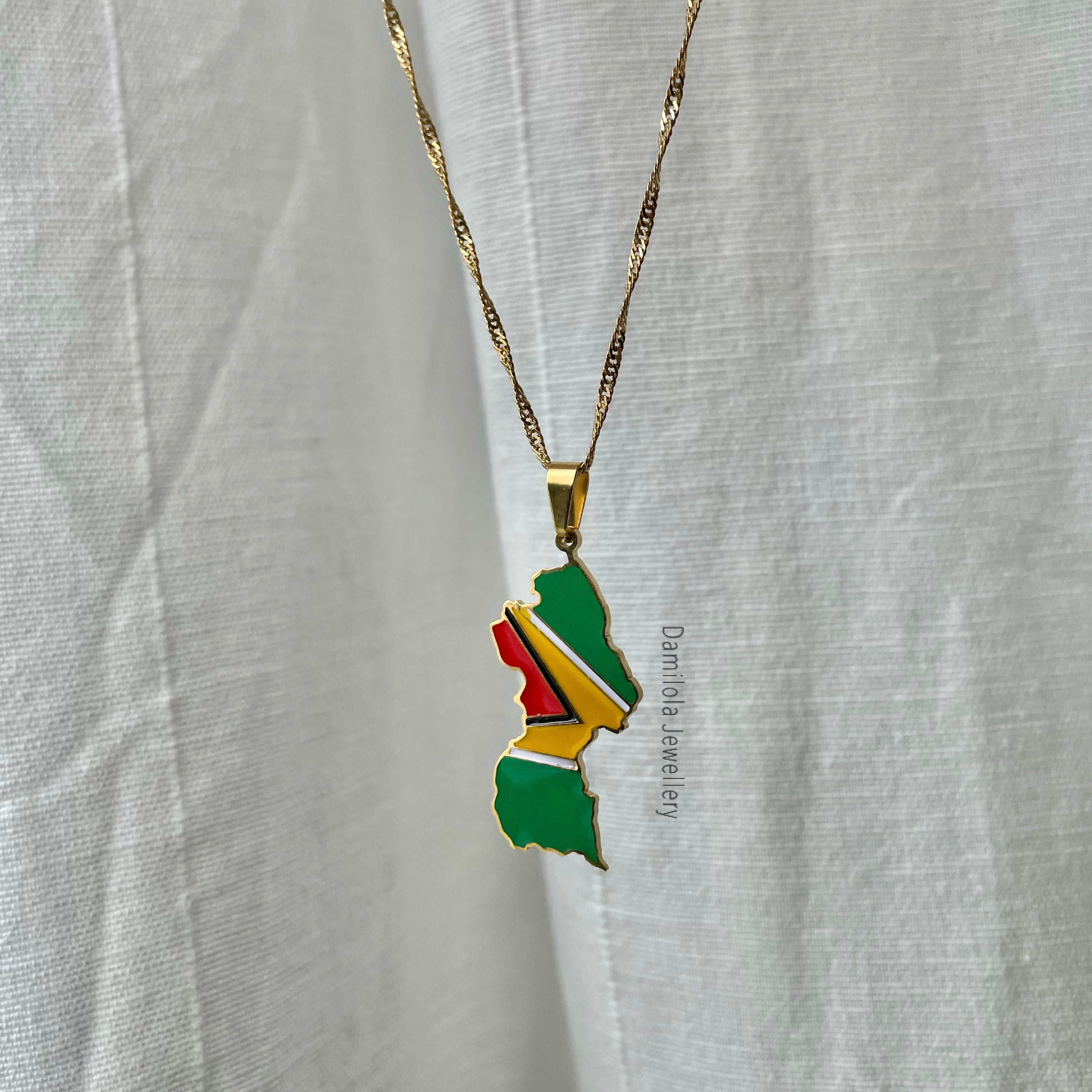 guyana flag necklace 