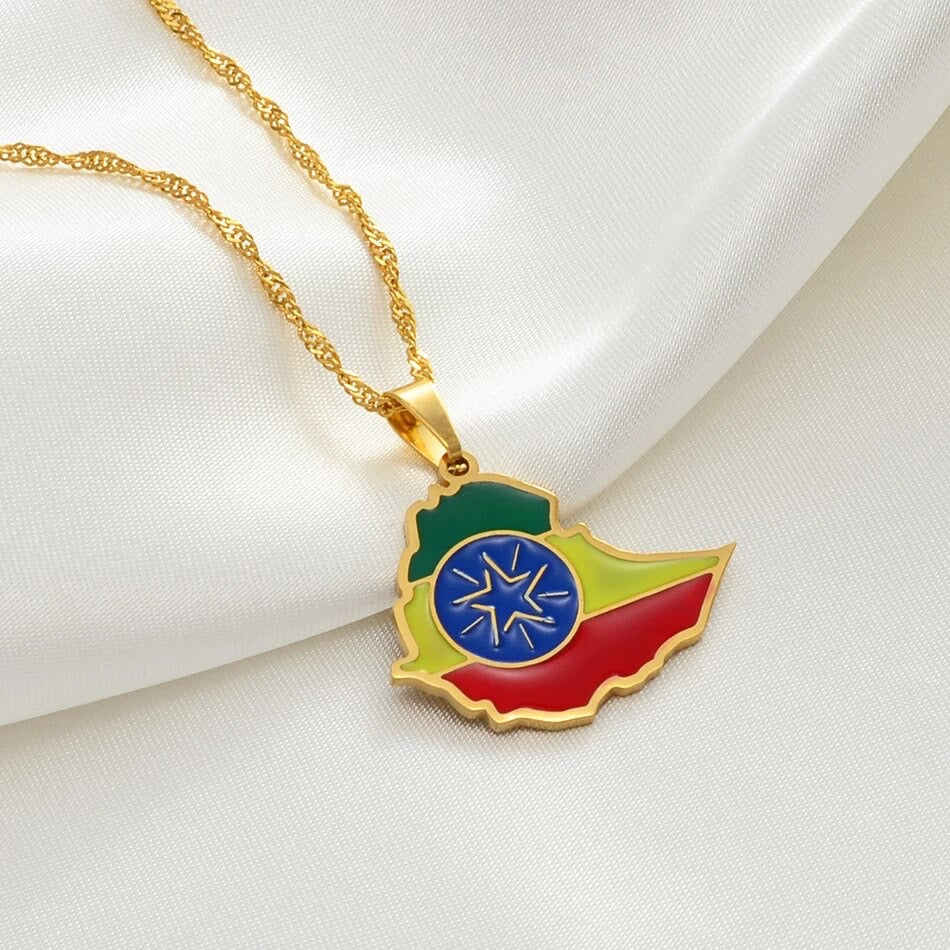 Ethiopia Flag Map Necklace 🇪🇹