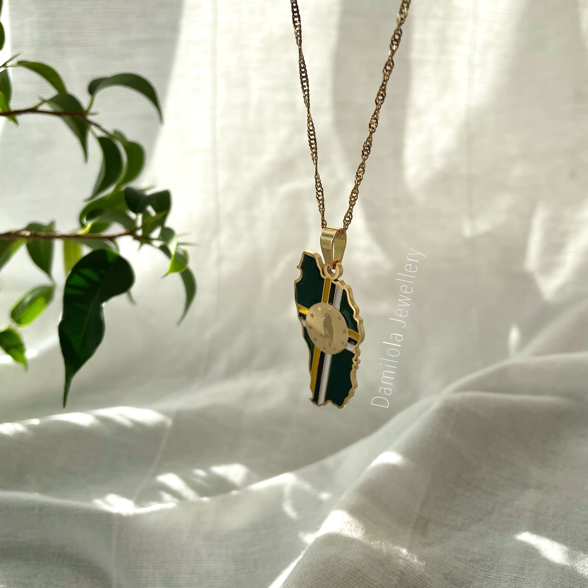 Dominica Flag Necklace 🇩🇲- ‘After God The Earth’