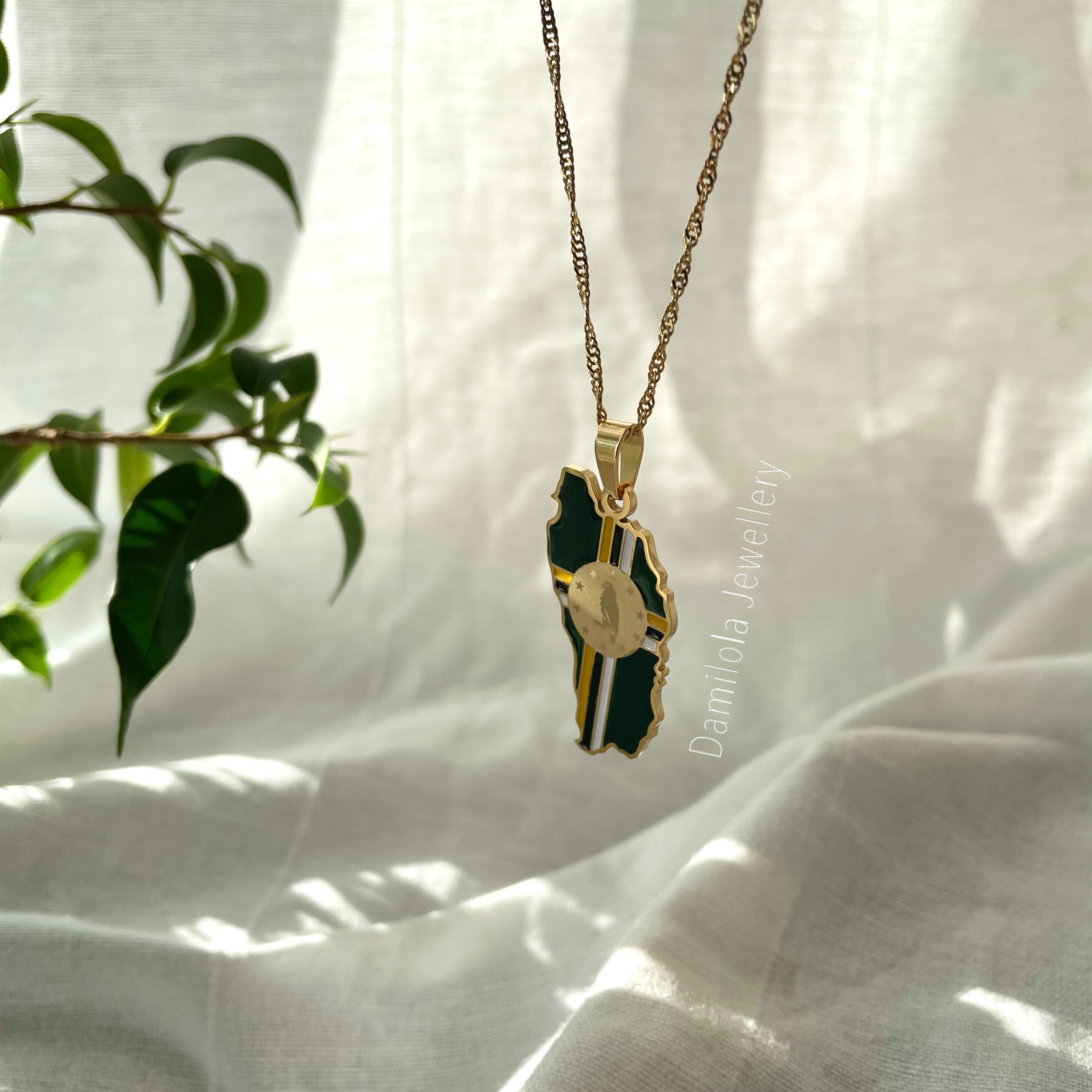 Dominica Flag Necklace 🇩🇲- ‘After God The Earth’