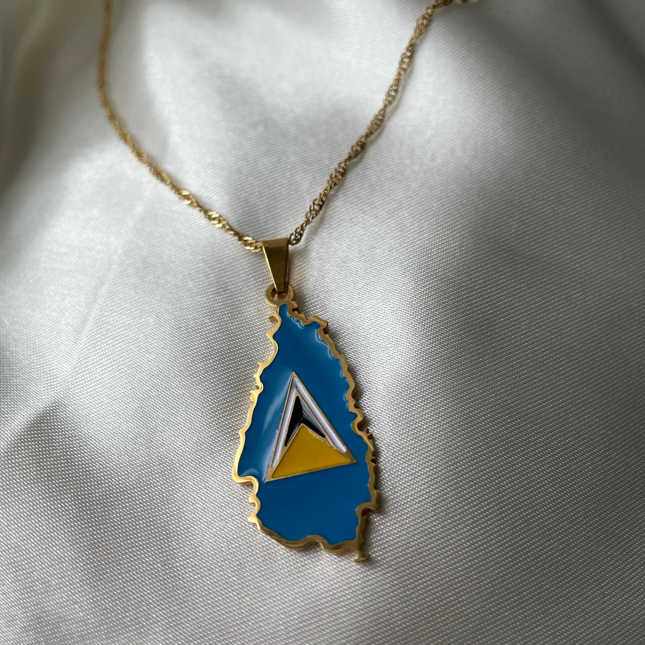 Saint Lucia flag map necklace 