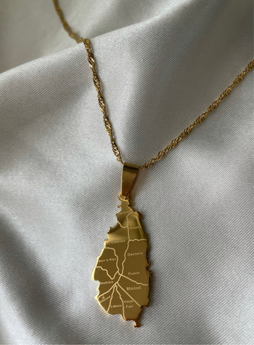 Saint Lucia flag map necklace 