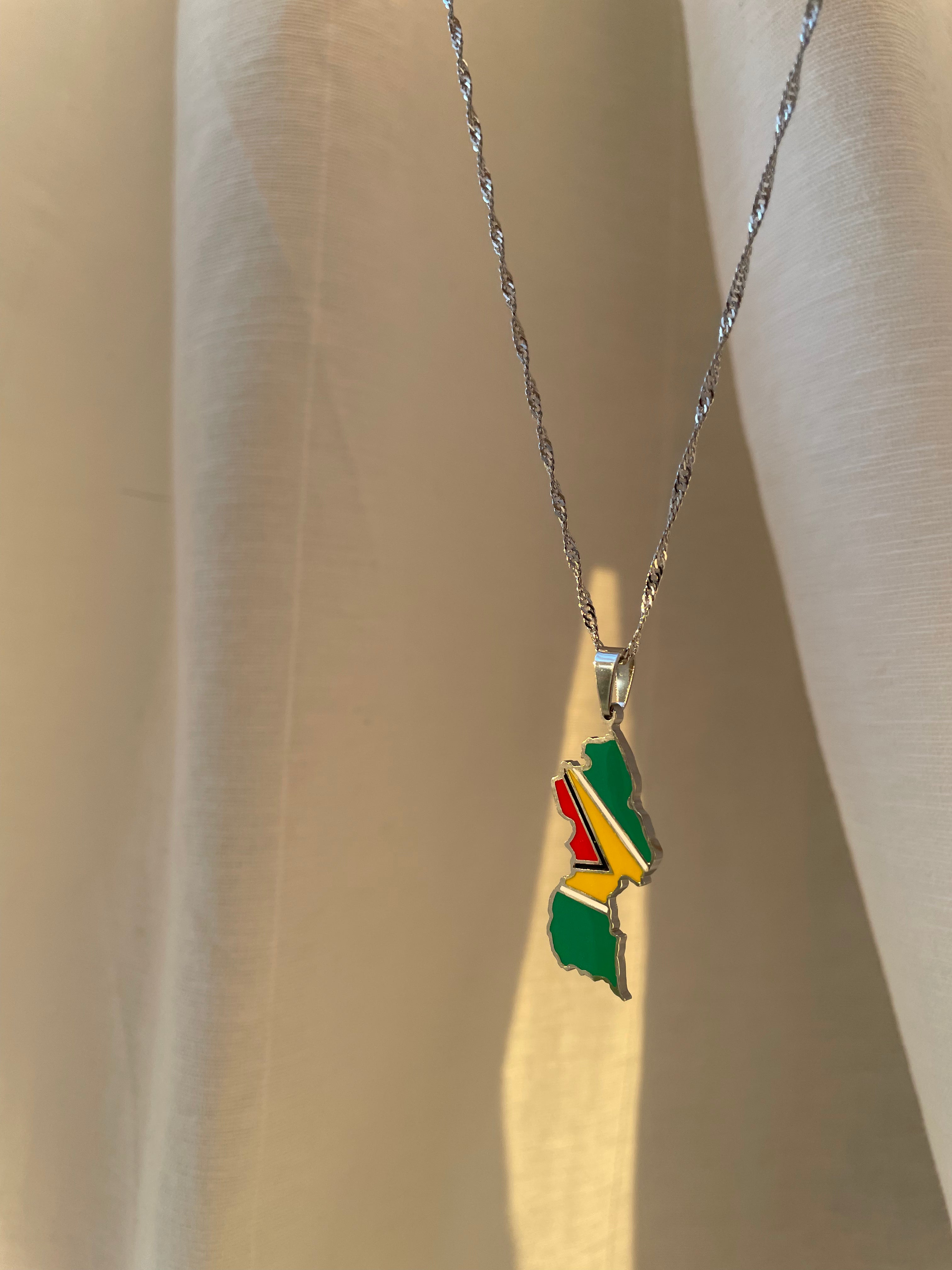 guyana flag necklace 