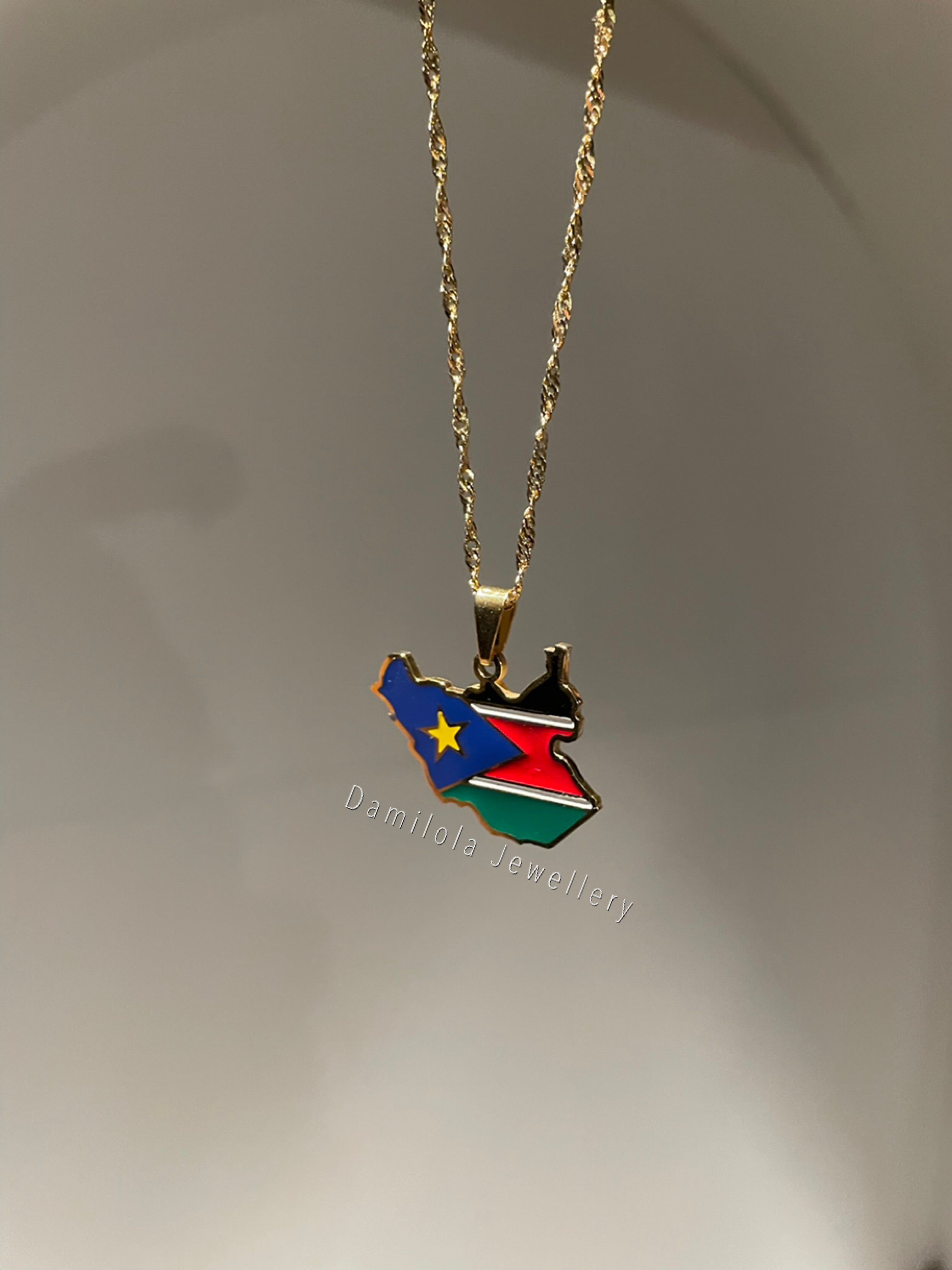 South Sudan Flag Map Necklace 🇸🇸