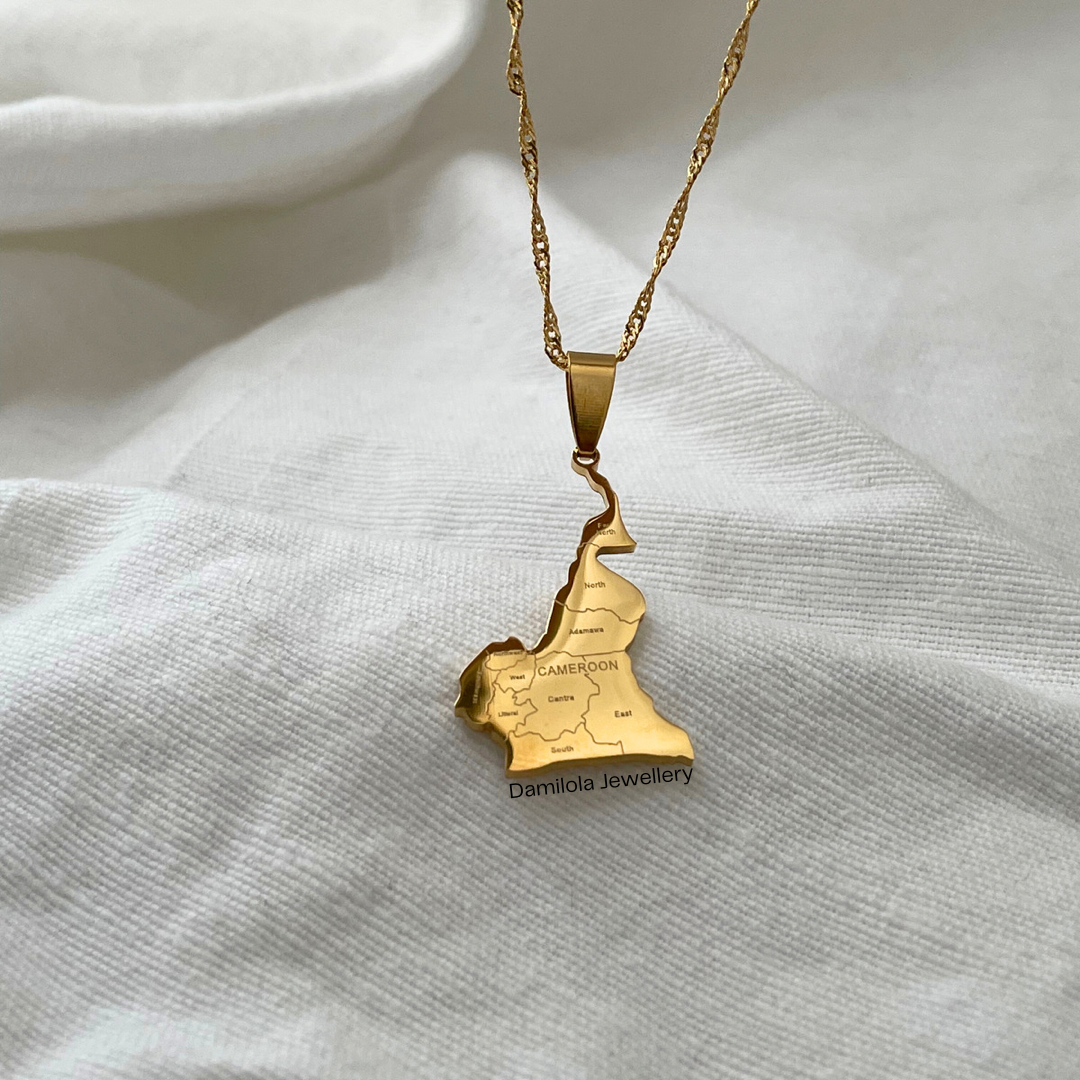 Cameroon - Engraved Map Necklace 🇨🇲