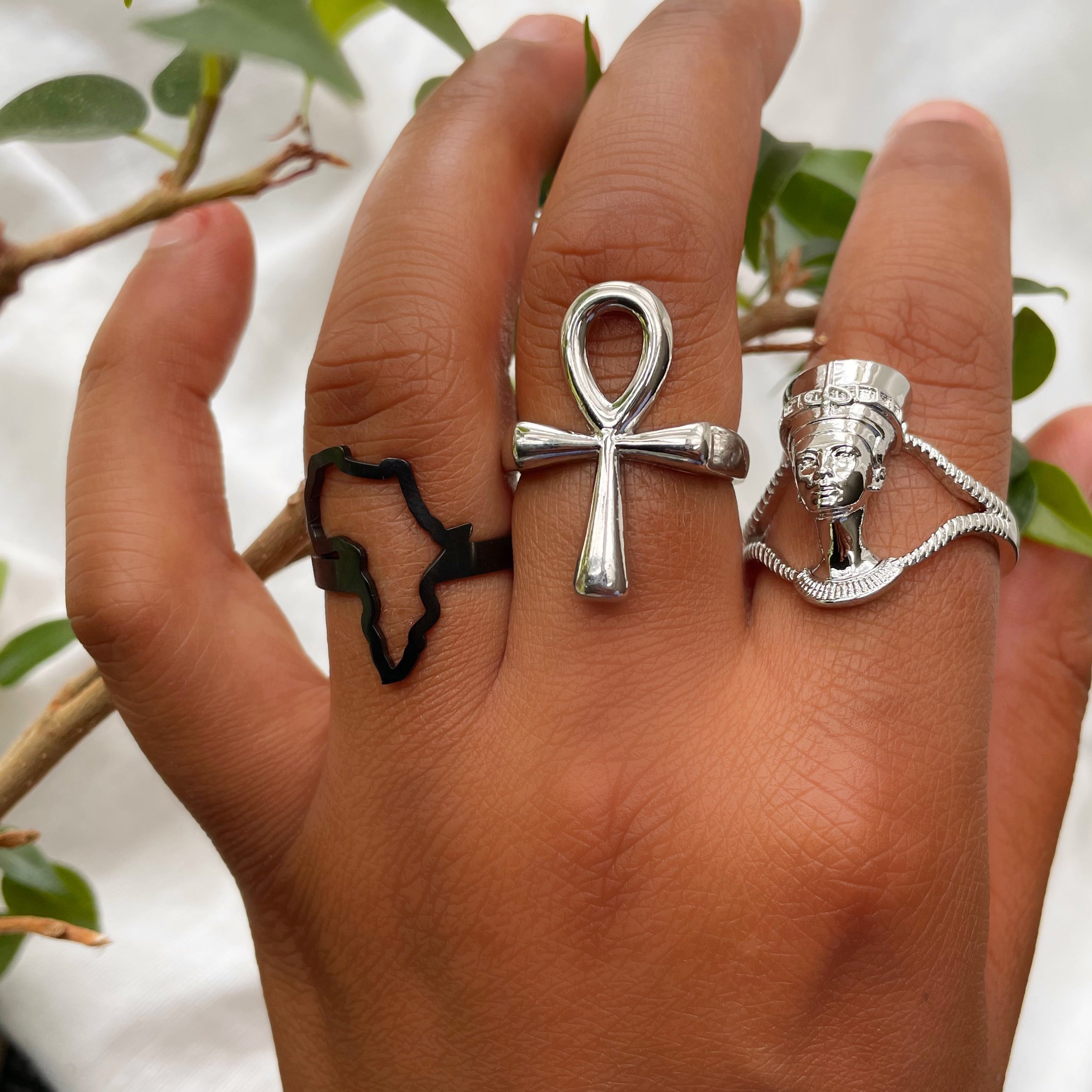 nefertiti africa ankh ring