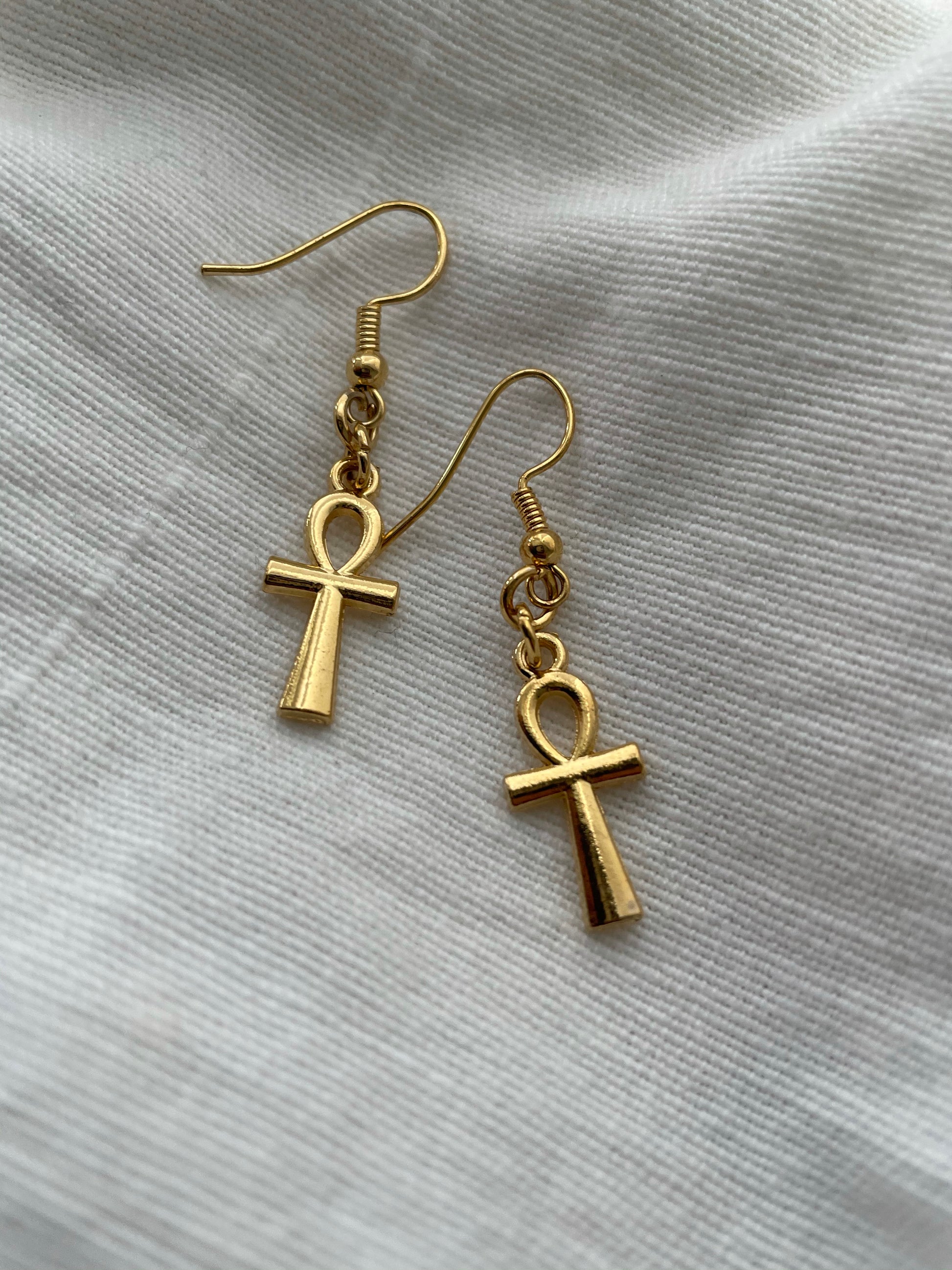 ankh fish hook earrings