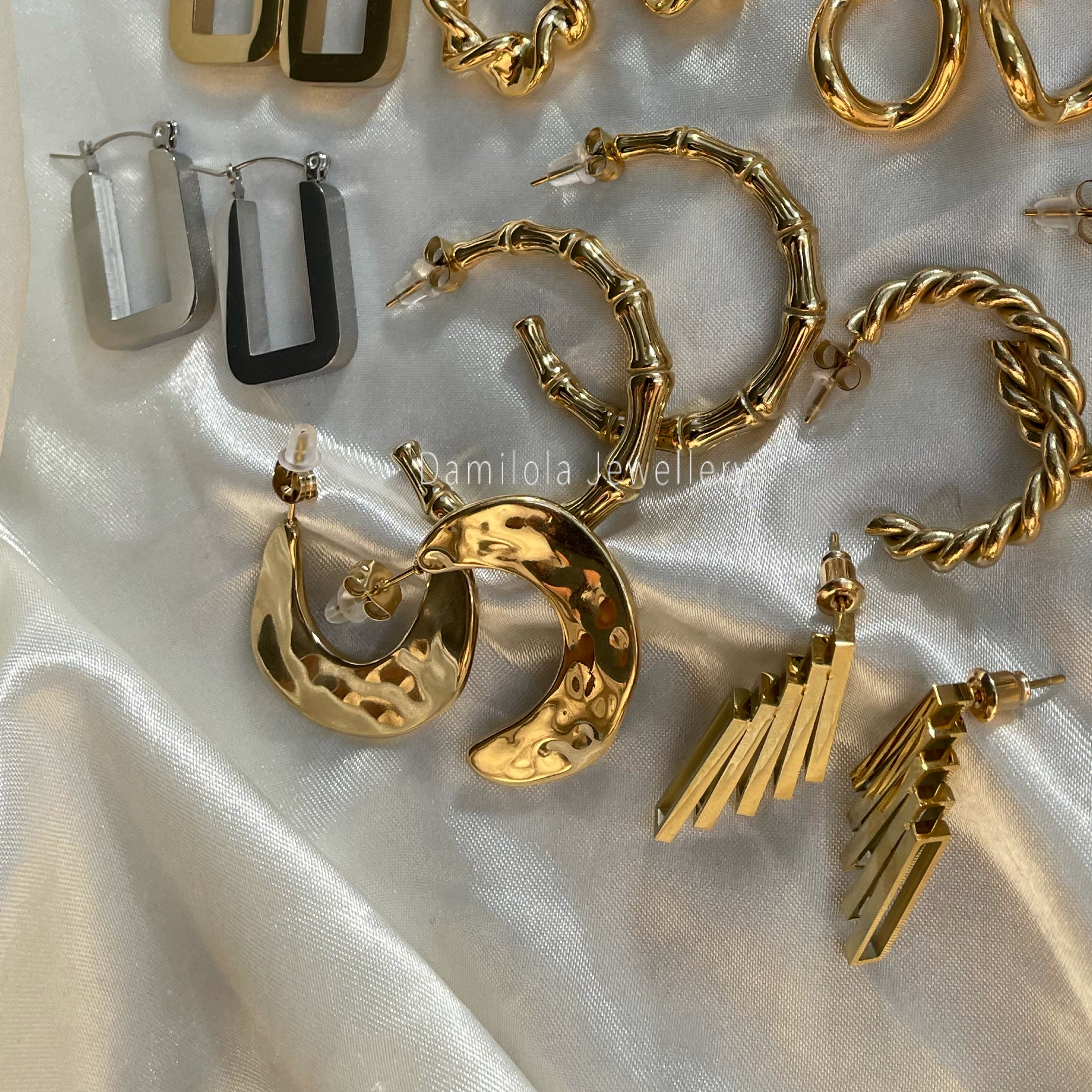 textured hoop earrings gold hammered