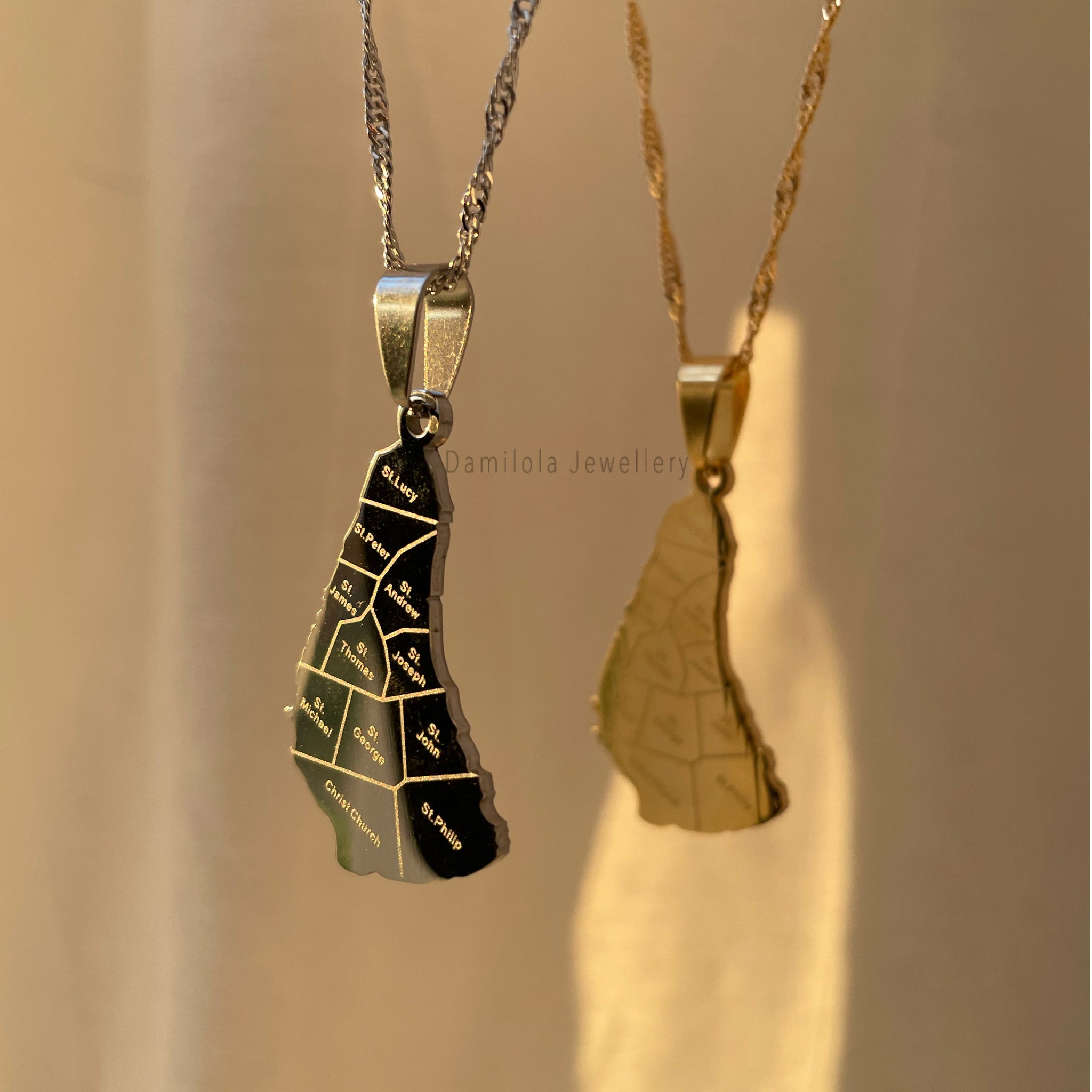 Barbados Flag Necklace🇧🇧 - Colour/Engraved