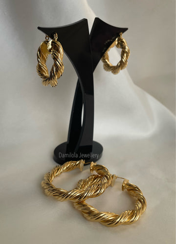 ‘Halle’ Gold/Silver Twisted Hoops - 3/5/6.5cm