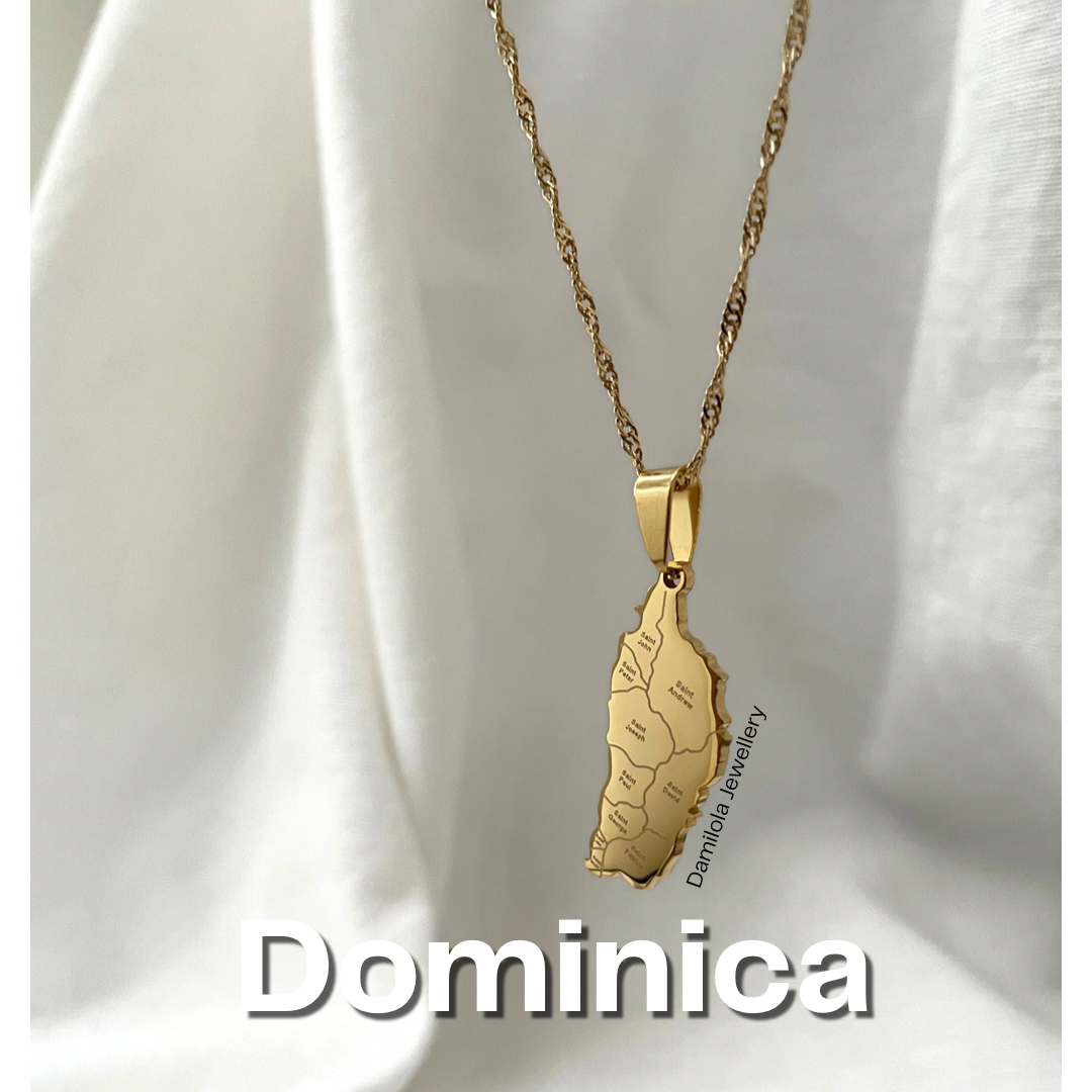 Dominica Engraved Map Necklace 🇩🇲- Silver/Gold