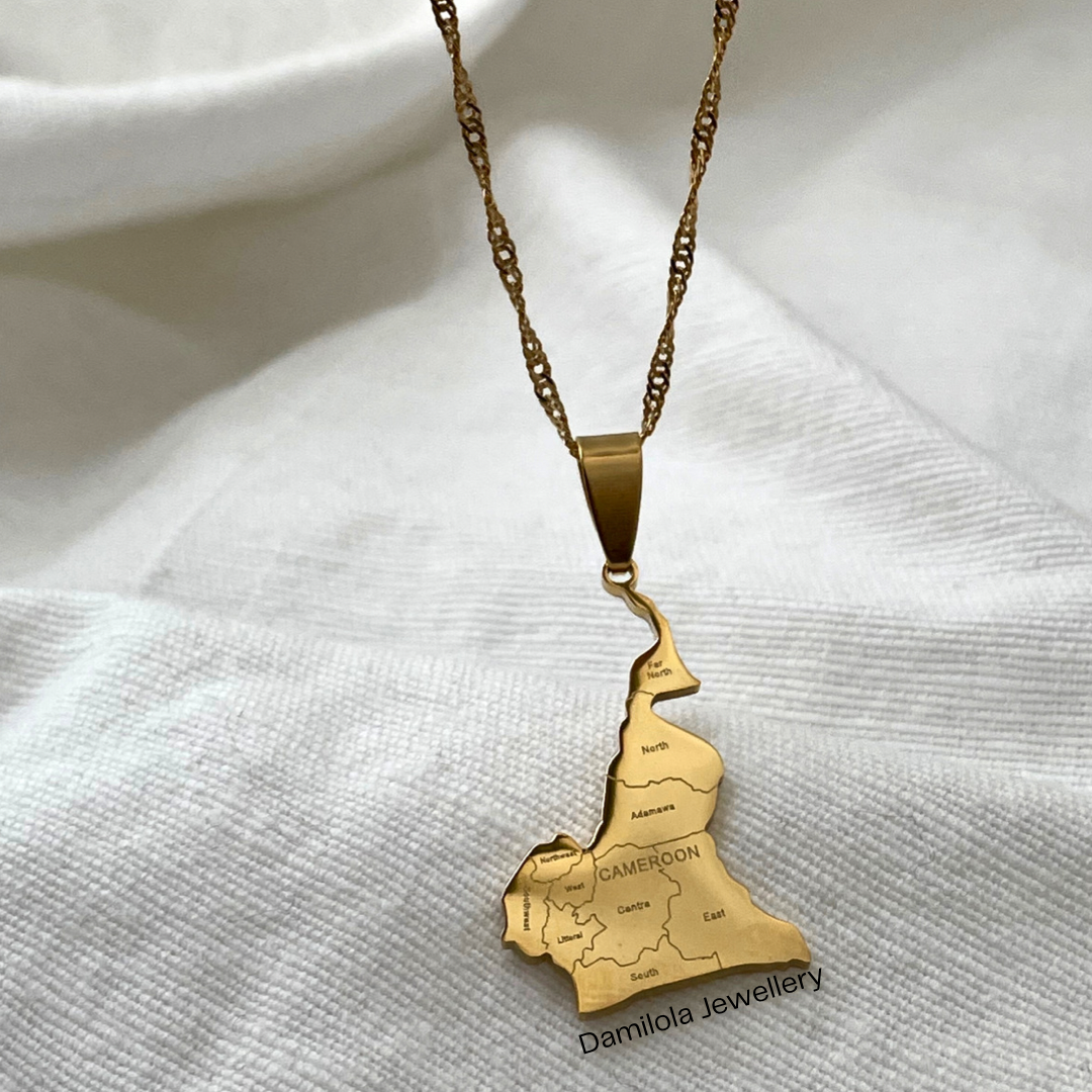Cameroon - Engraved Map Necklace 🇨🇲