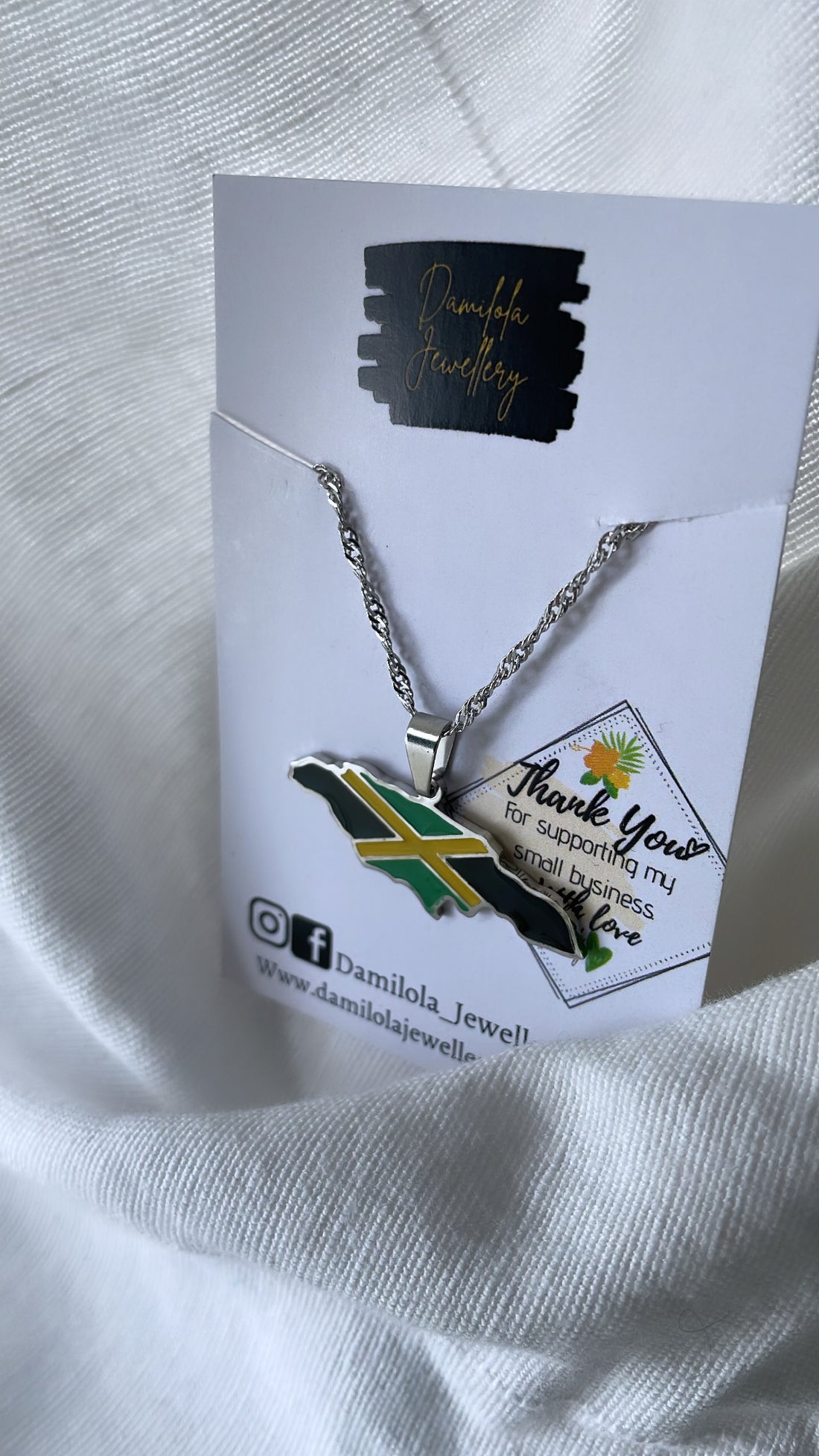 jamaica flag map necklace