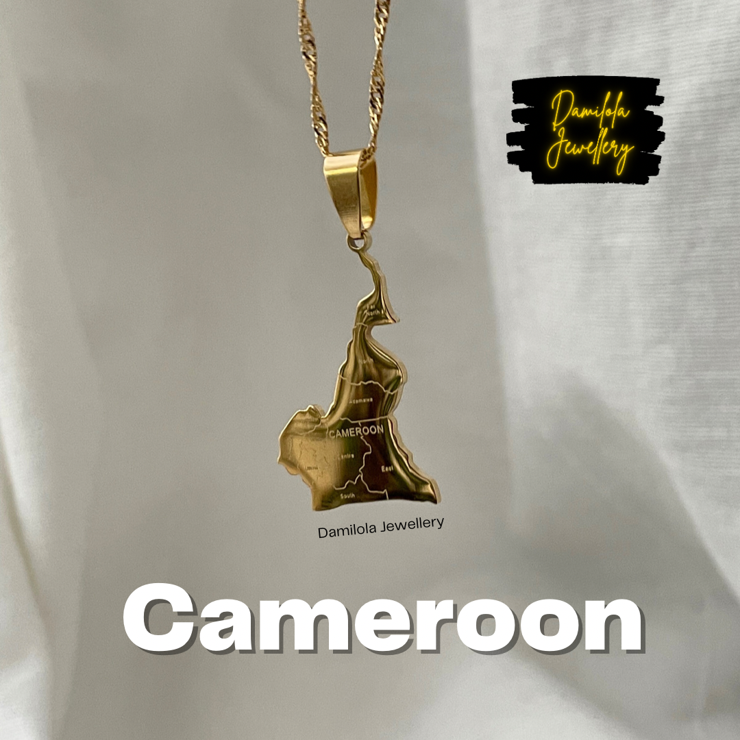 Cameroon - Engraved Map Necklace 🇨🇲